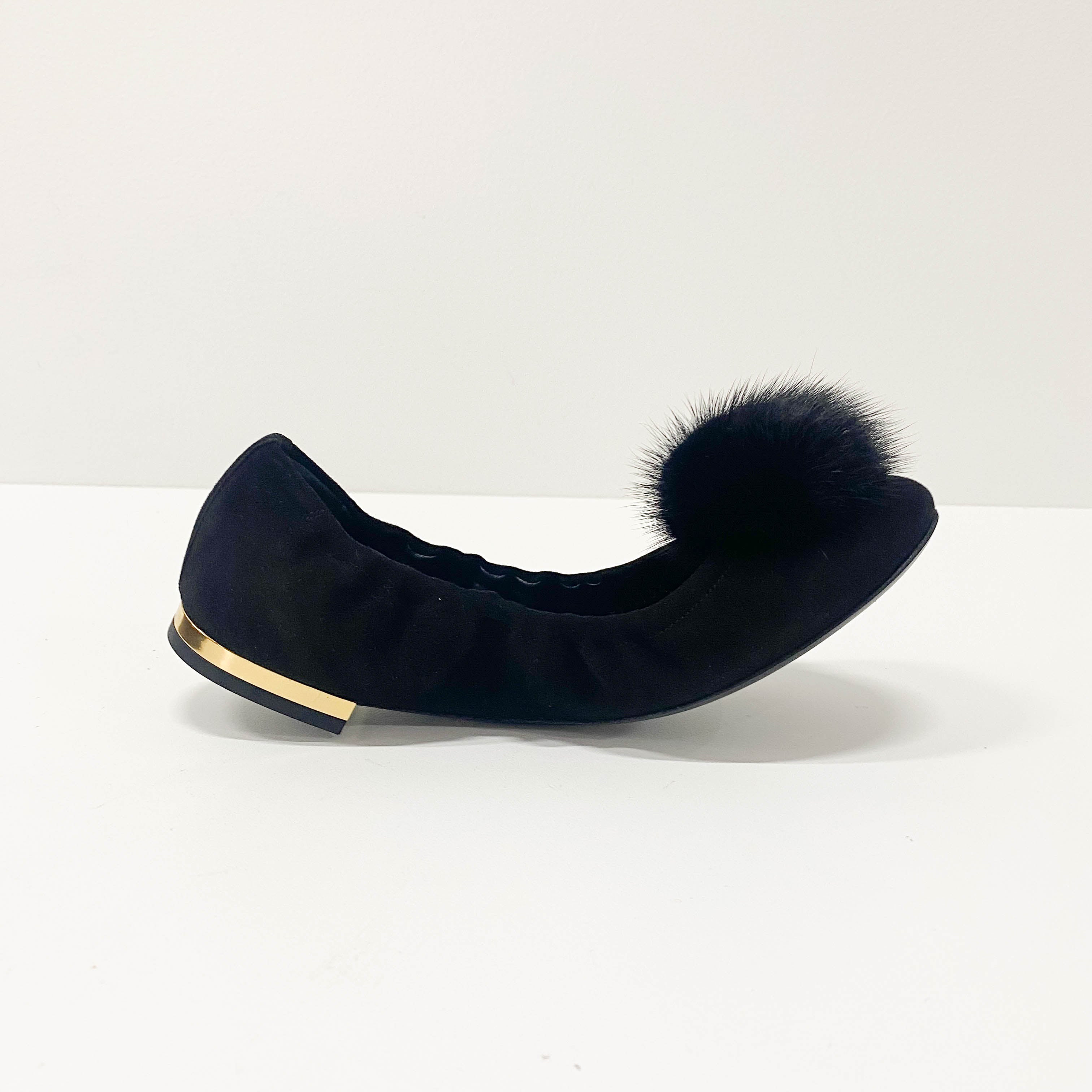 Pride Flat Ballerina Black Suede Shoes