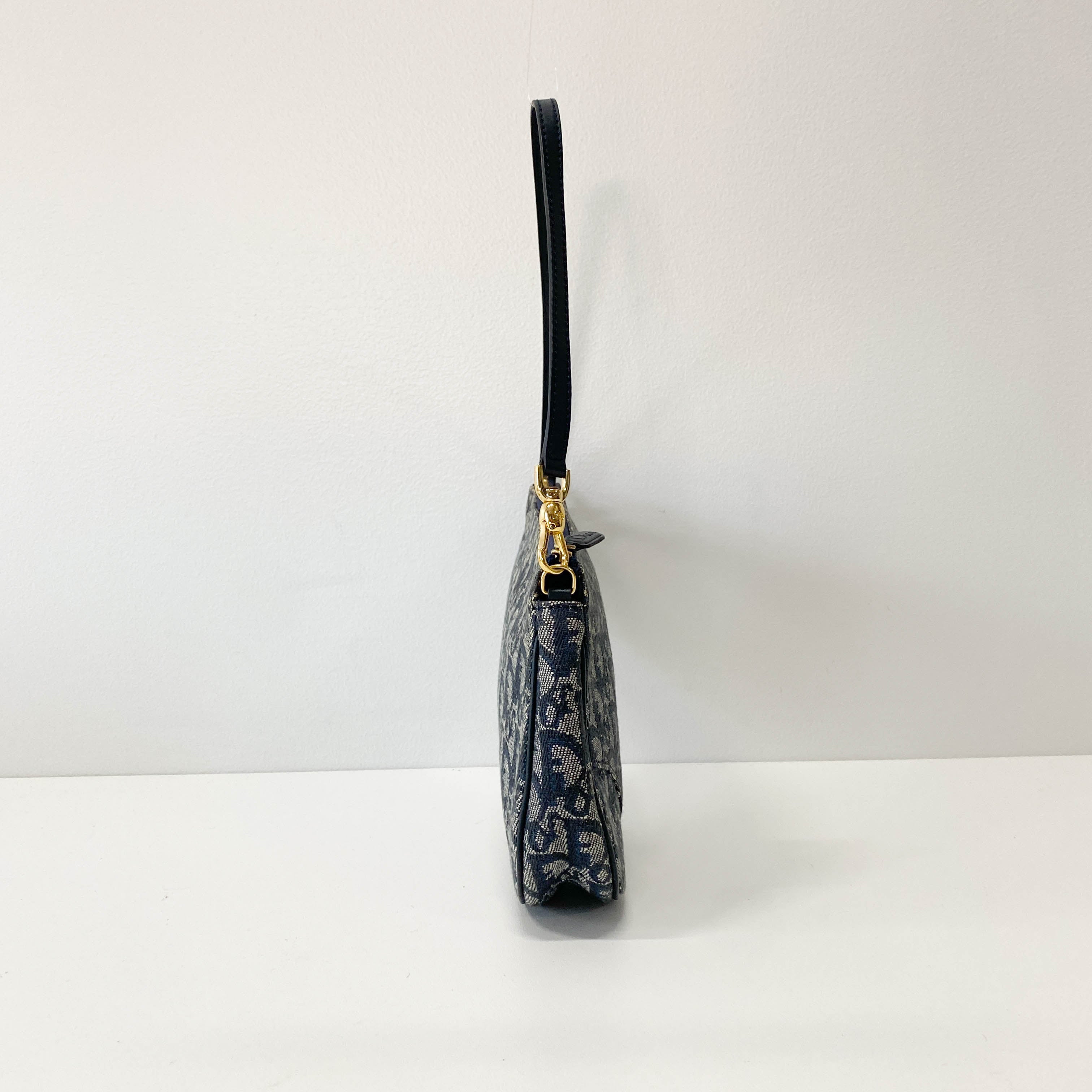 Saddle Mini Navy Oblique Tweed Shoulder Bag