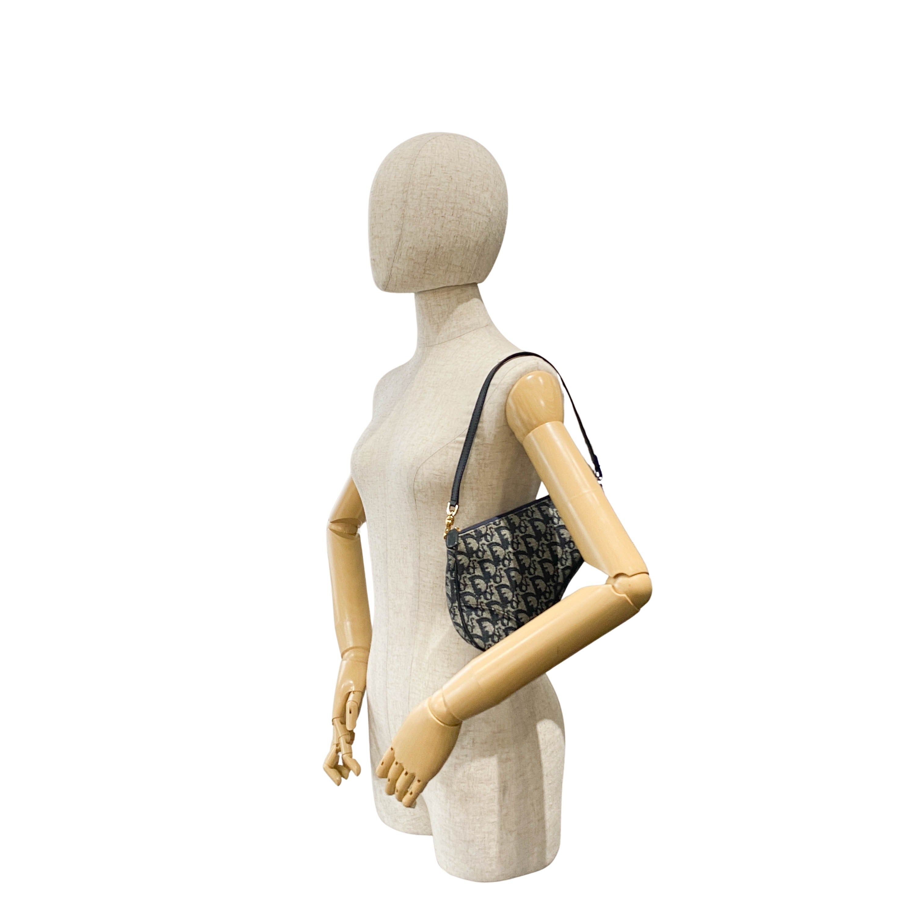 Saddle Mini Navy Oblique Tweed Shoulder Bag