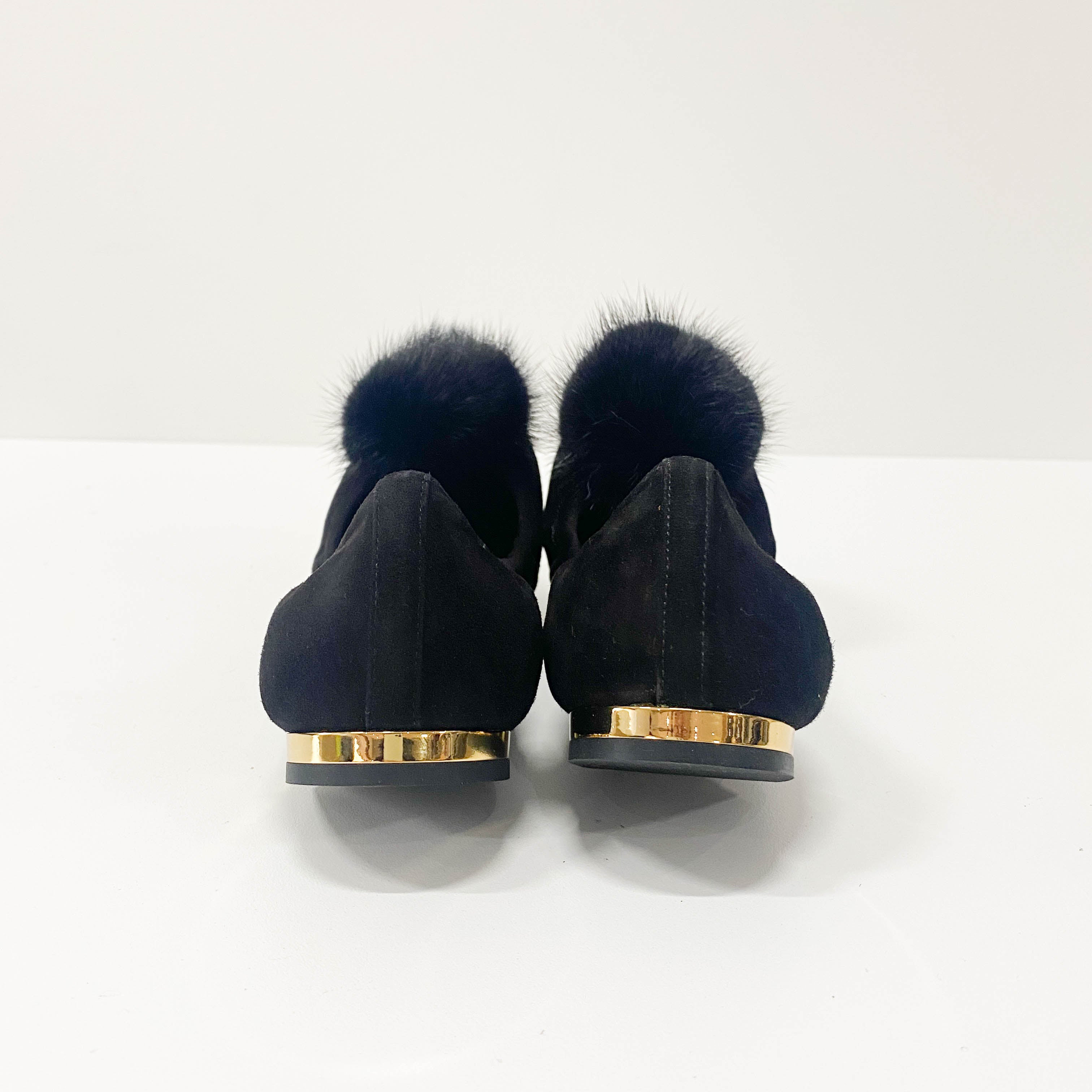 Pride Flat Ballerina Black Suede Shoes