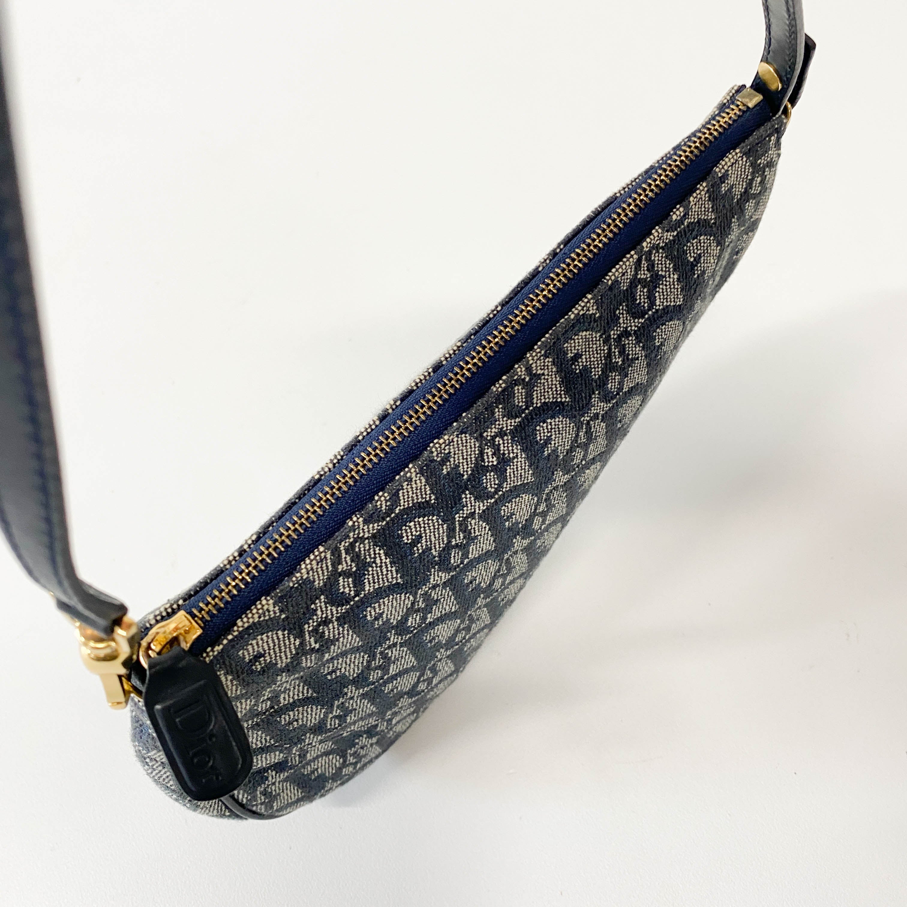 Saddle Mini Navy Oblique Tweed Shoulder Bag