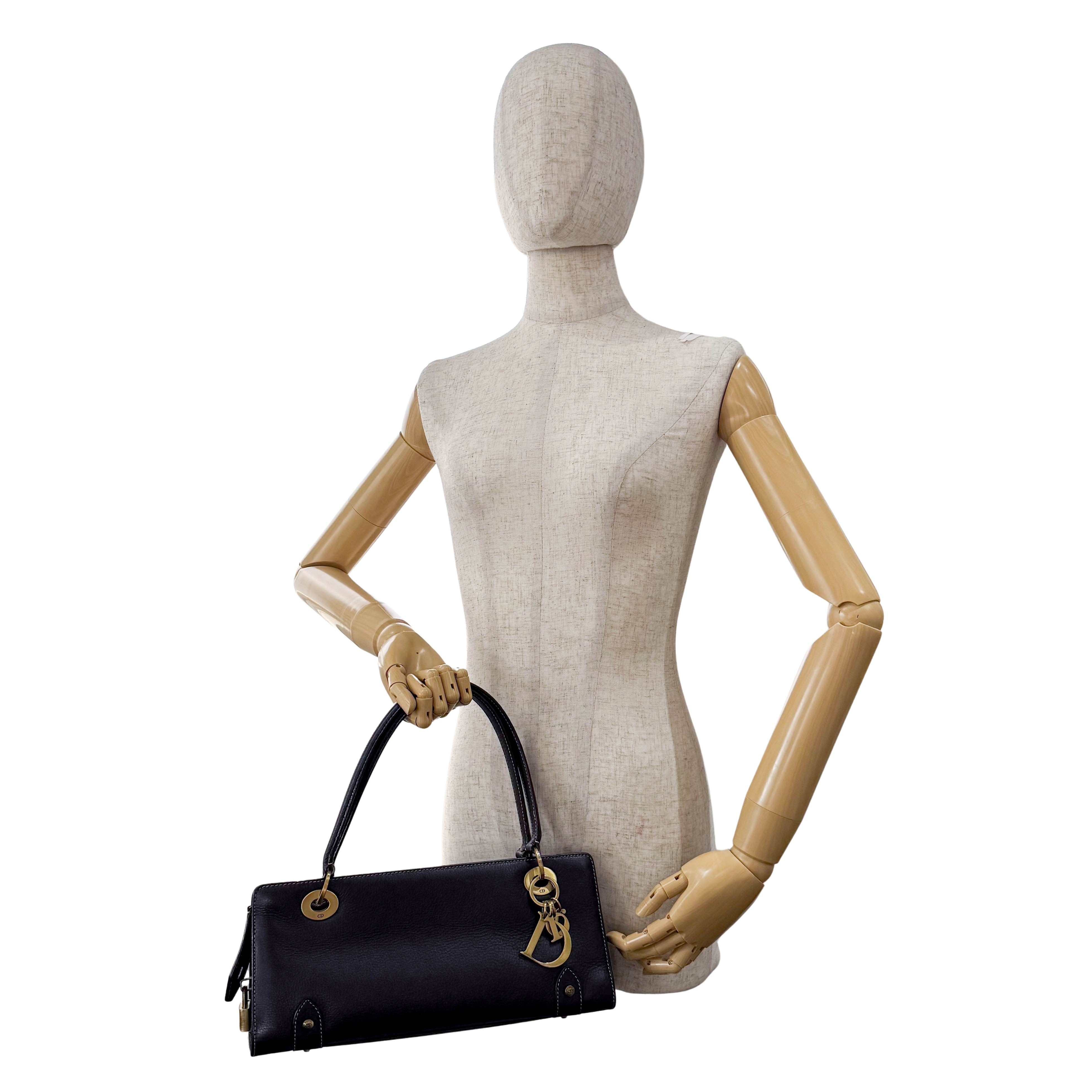 Lady Dior Black Leather Shoulder Bag
