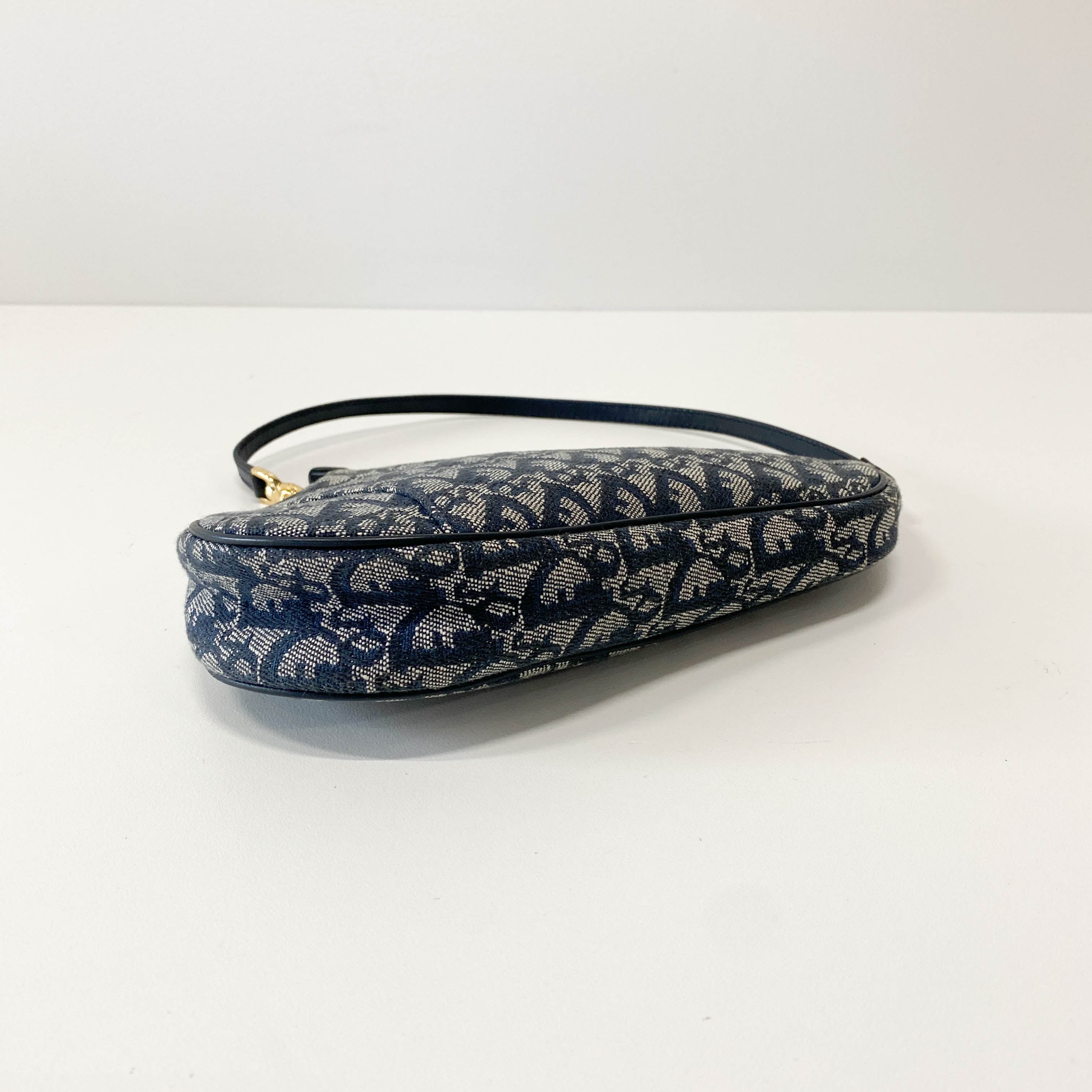 Saddle Mini Navy Oblique Tweed Shoulder Bag