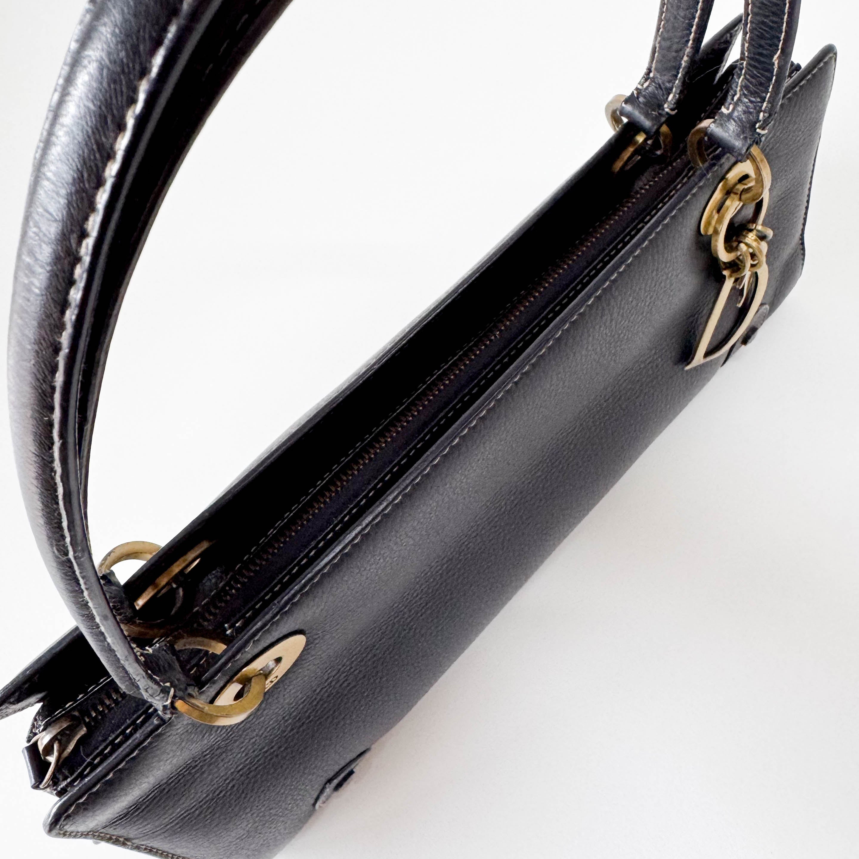 Lady Dior Black Leather Shoulder Bag