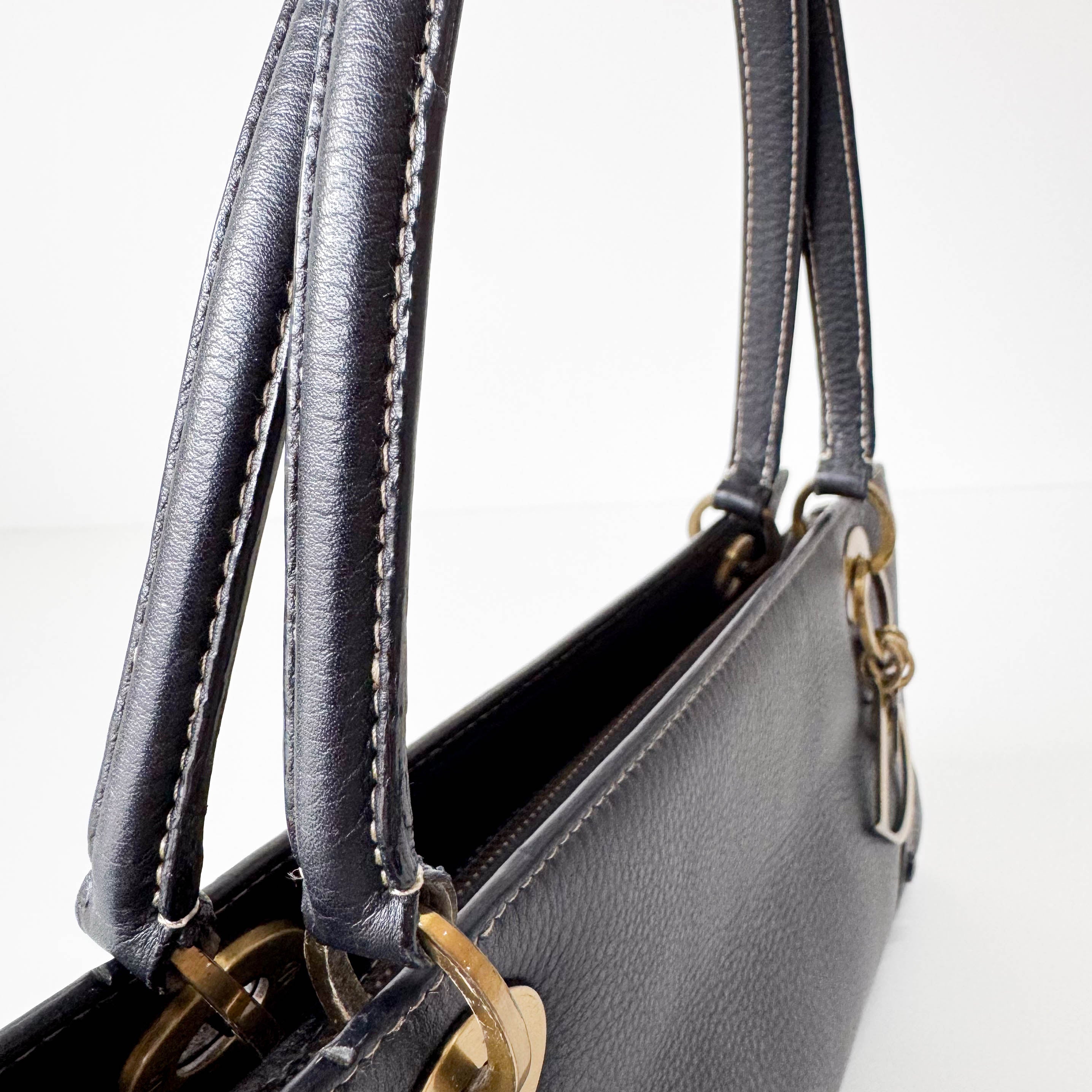 Lady Dior Black Leather Shoulder Bag
