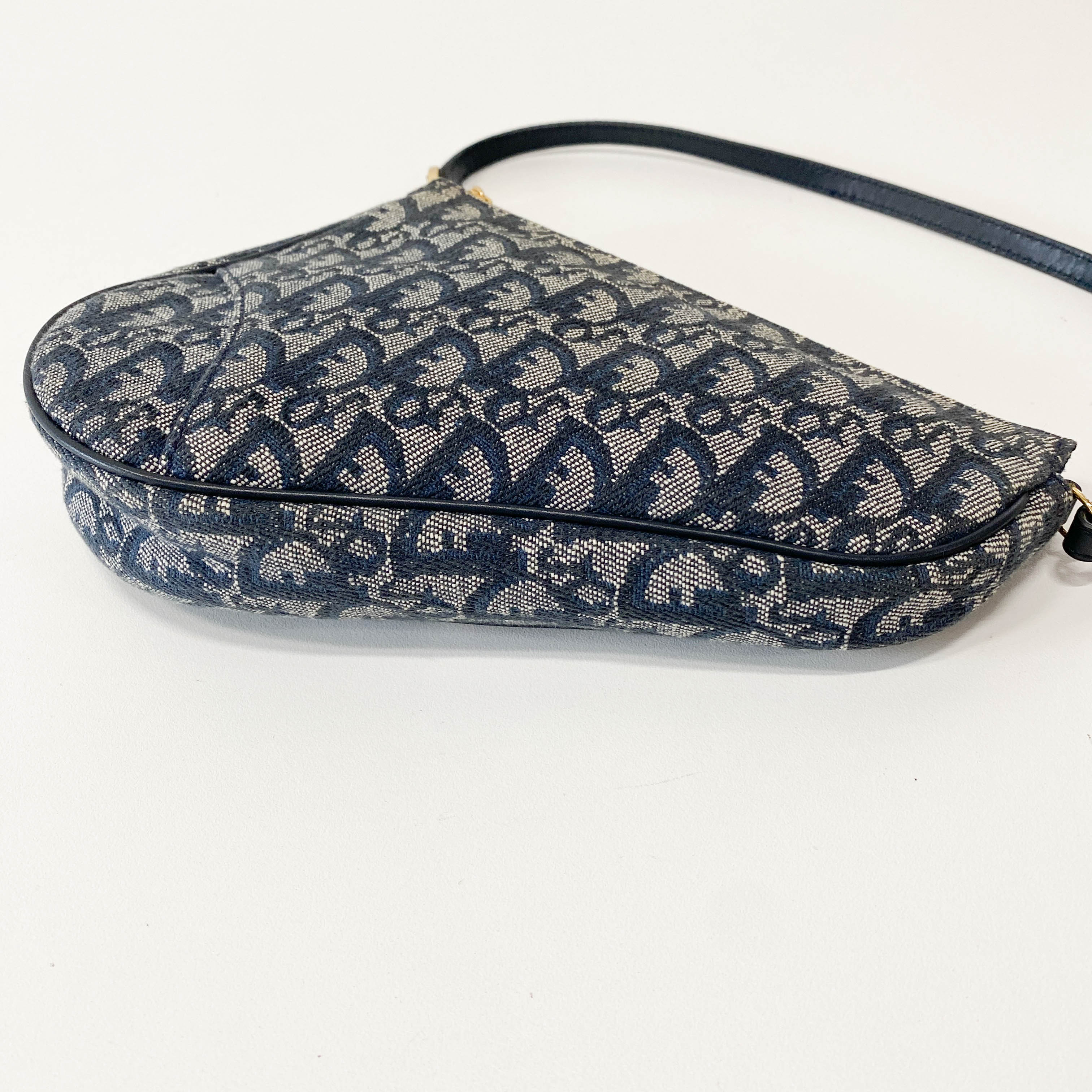 Saddle Mini Navy Oblique Tweed Shoulder Bag