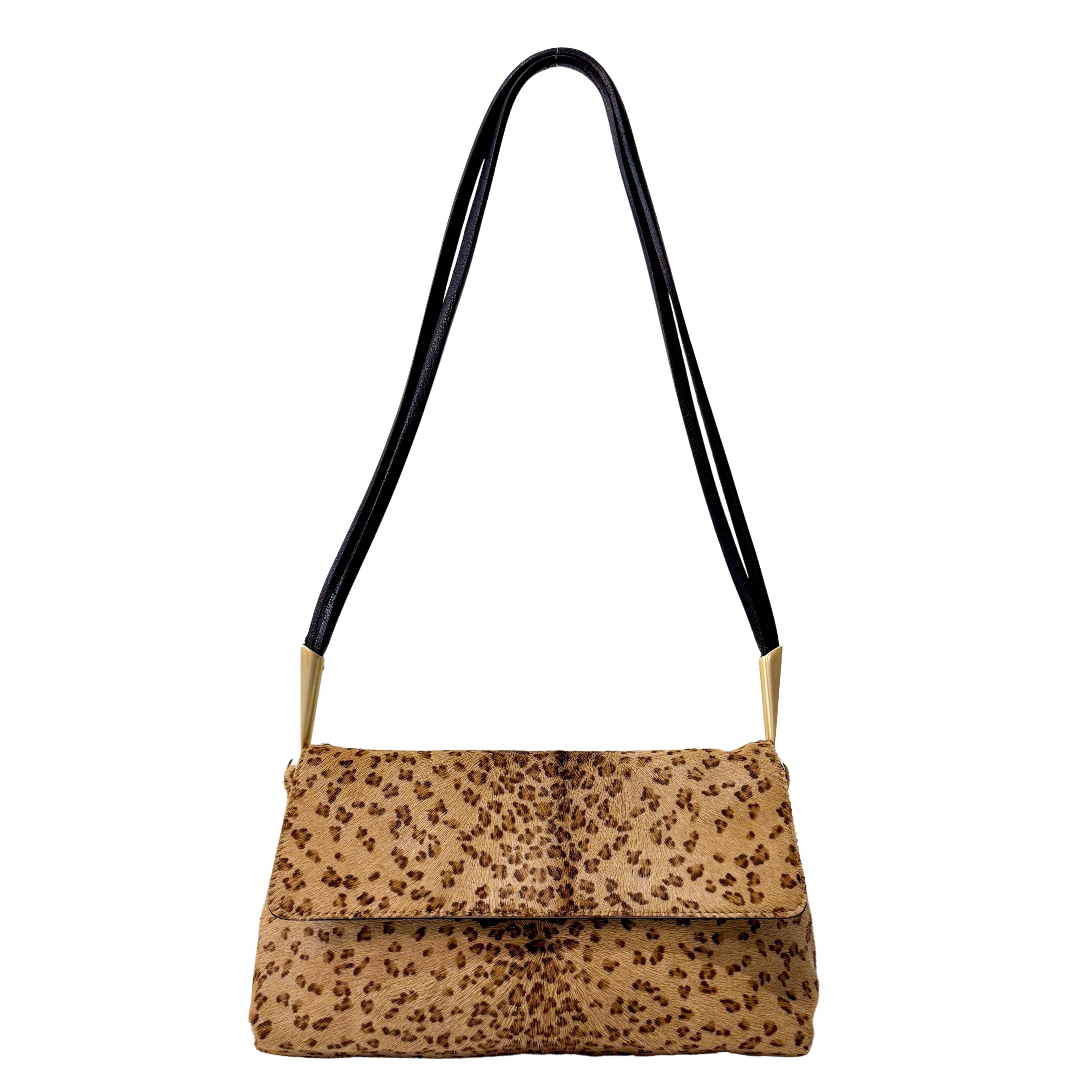 Brown Animal Print Pony Hair Shoulder Bag