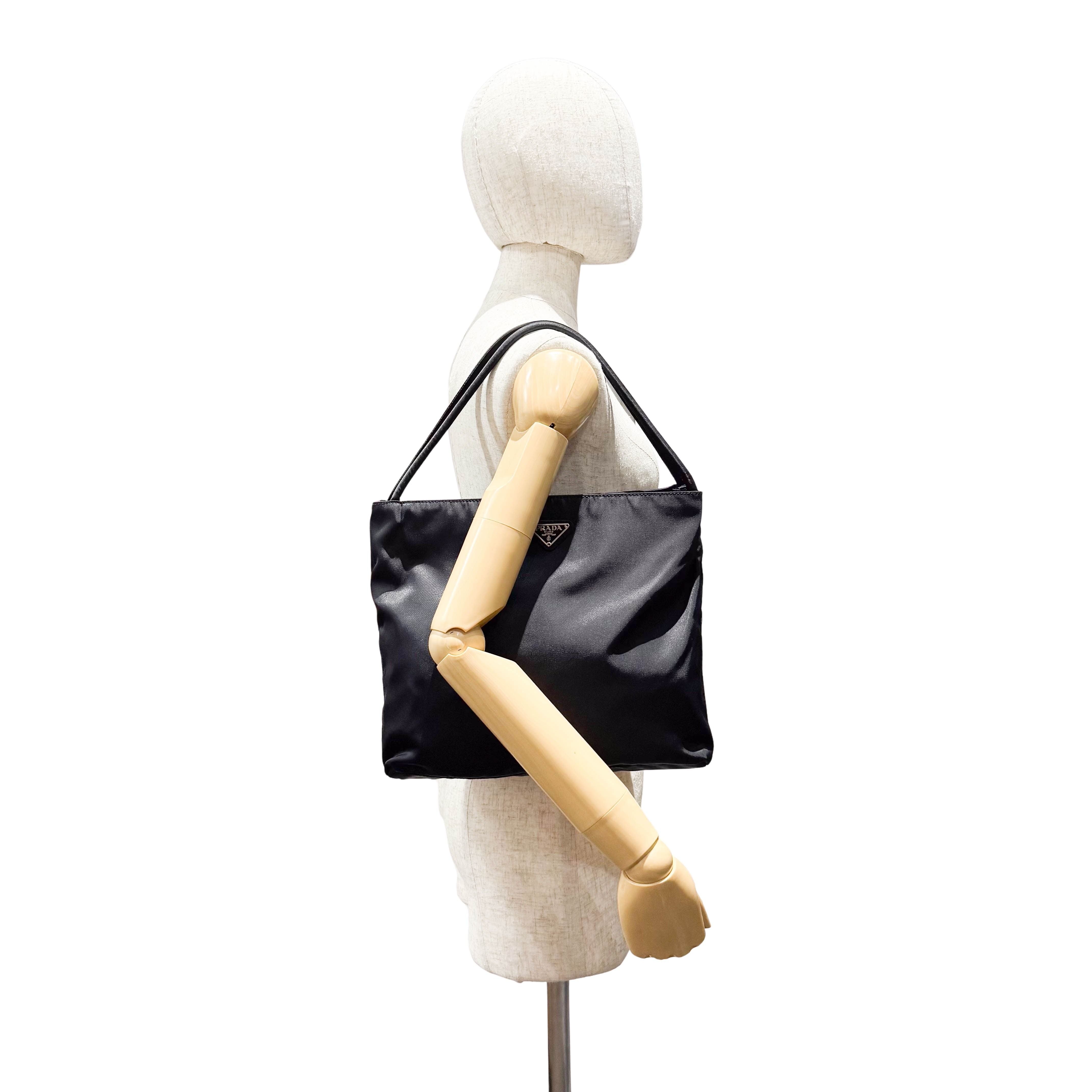 Tessuto Nylon Black Tote Bag