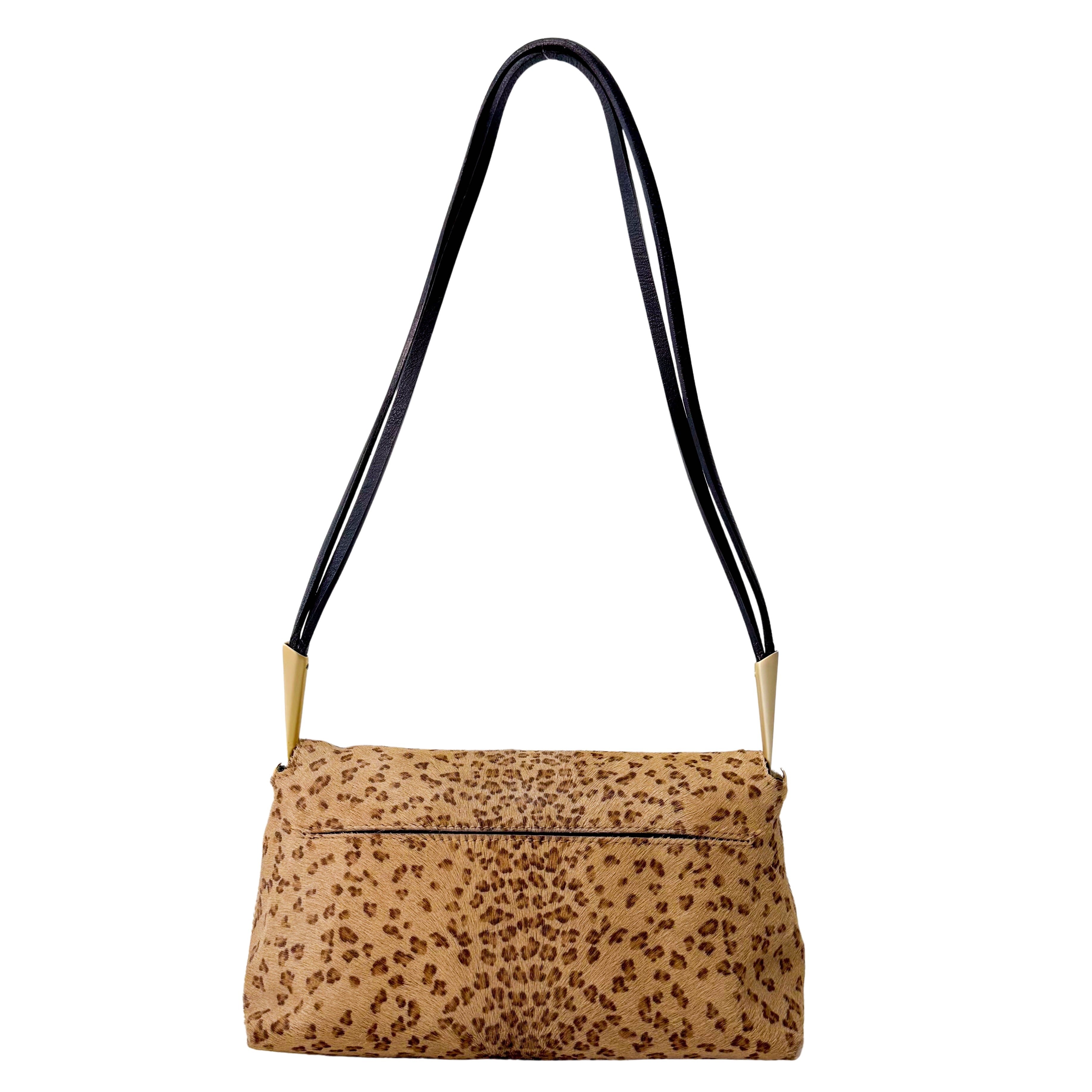 Brown Animal Print Pony Hair Shoulder Bag
