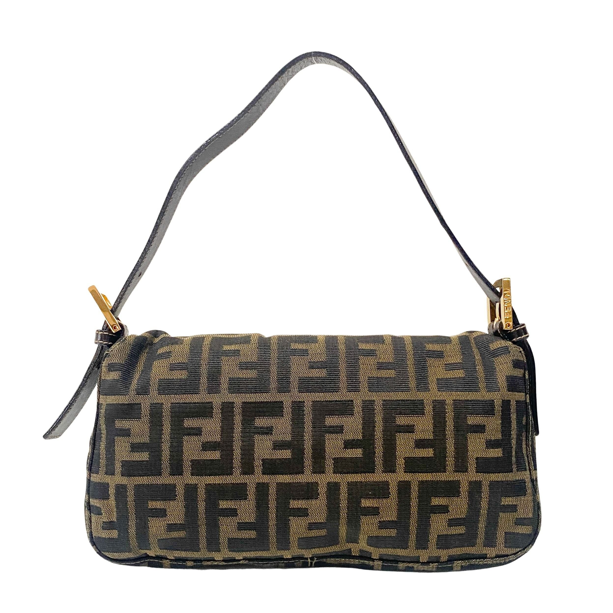 Zucca Baguette Brown Coated Canvas Shoulder Bag