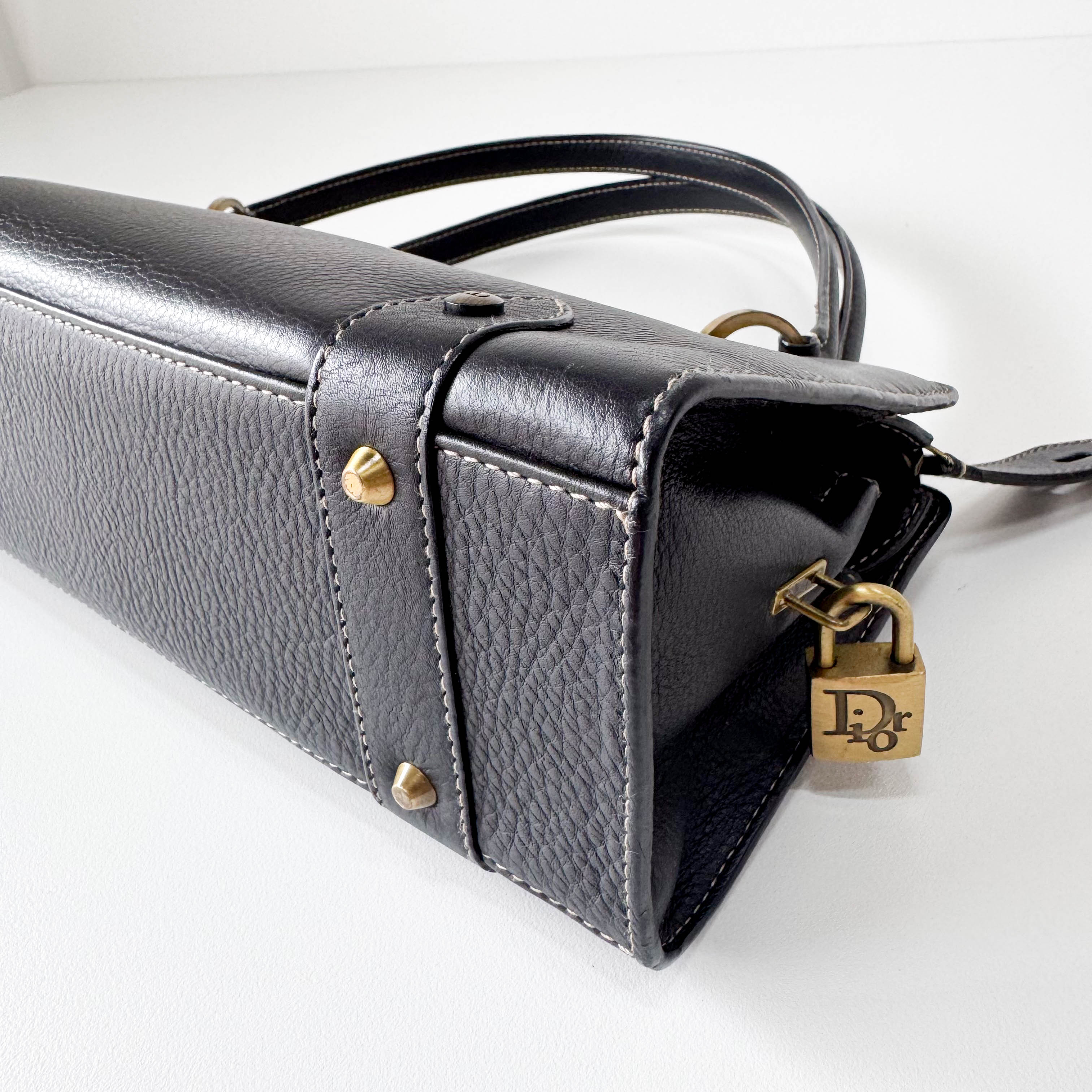 Lady Dior Black Leather Shoulder Bag
