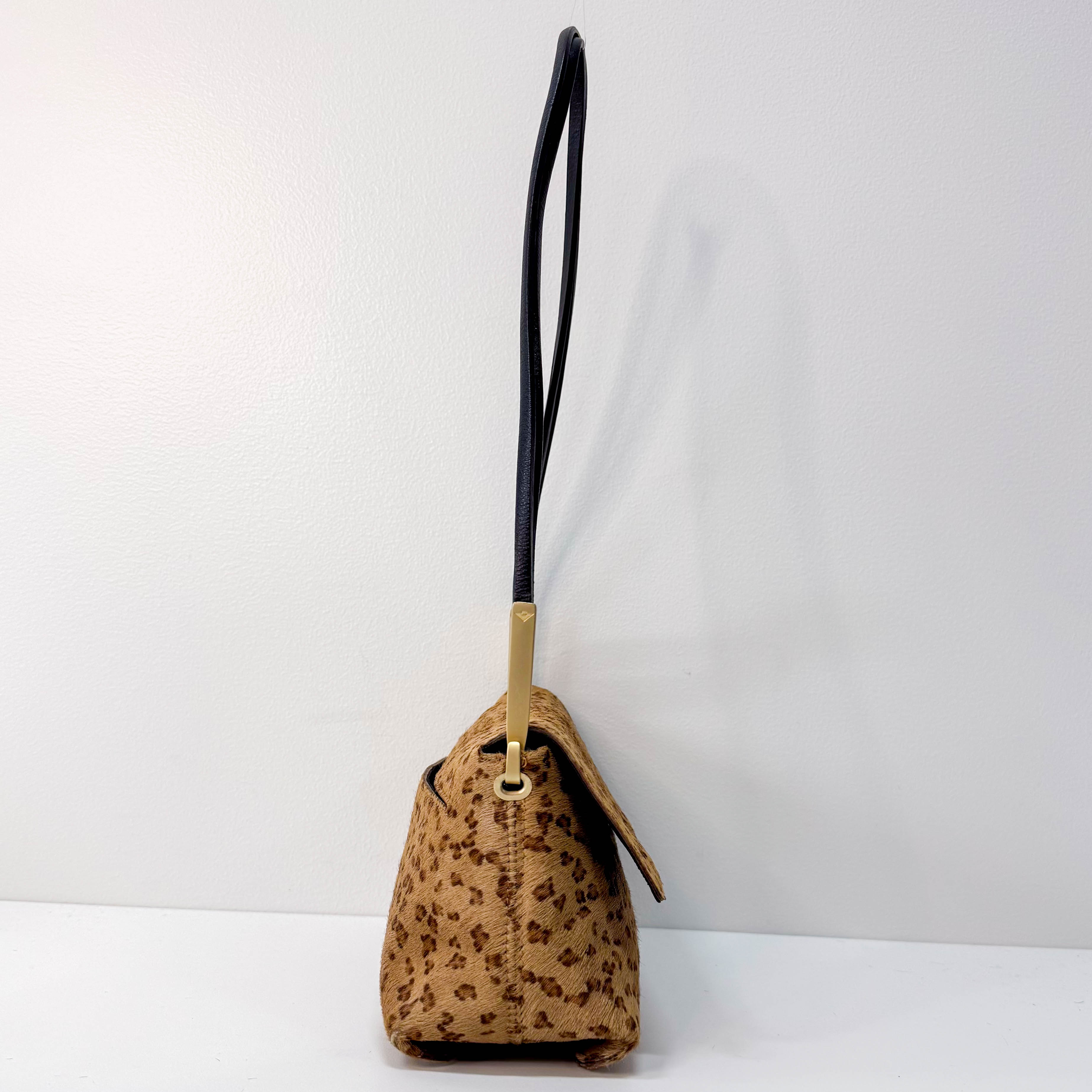 Brown Animal Print Pony Hair Shoulder Bag