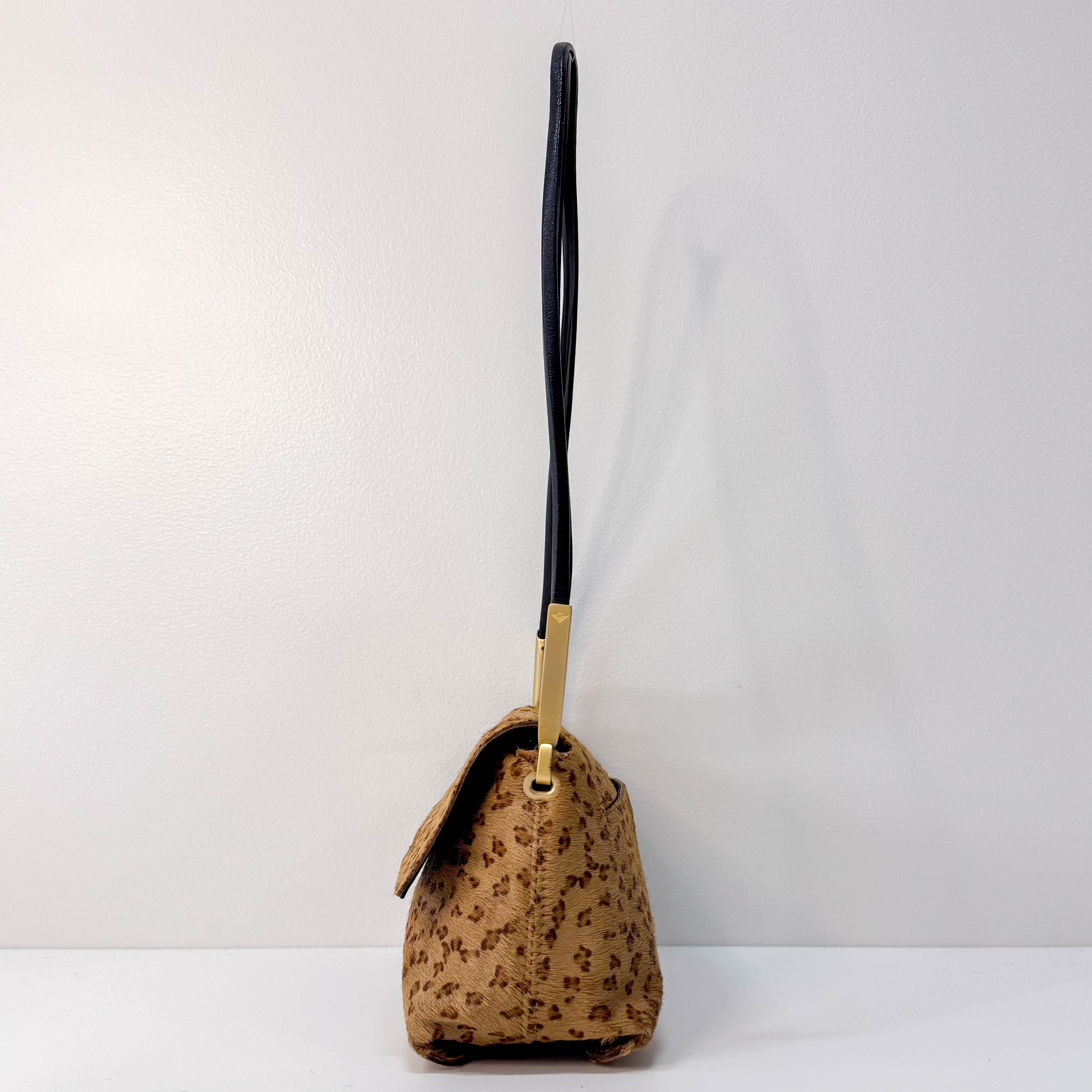 Brown Animal Print Pony Hair Shoulder Bag