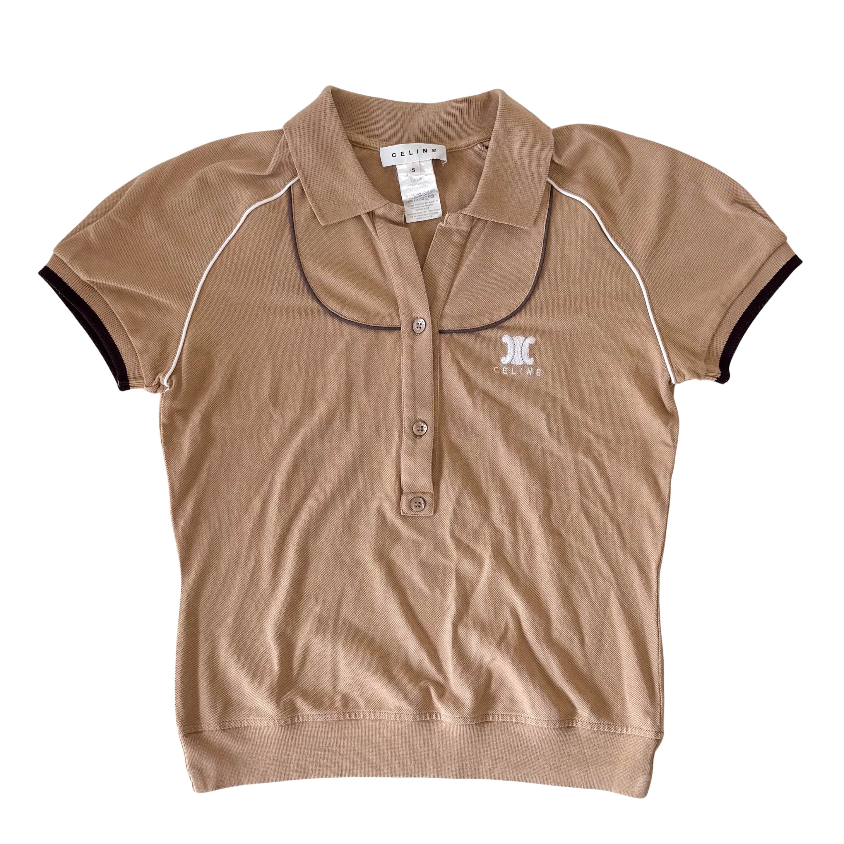 Vintage Brown Cotton Polo Shirt SIZE S