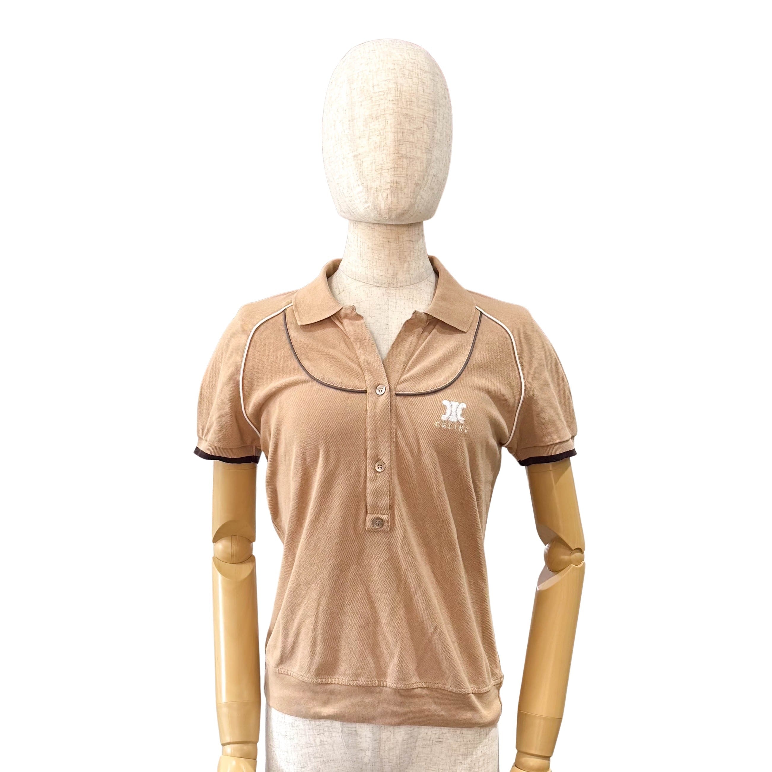 Vintage Brown Cotton Polo Shirt SIZE S