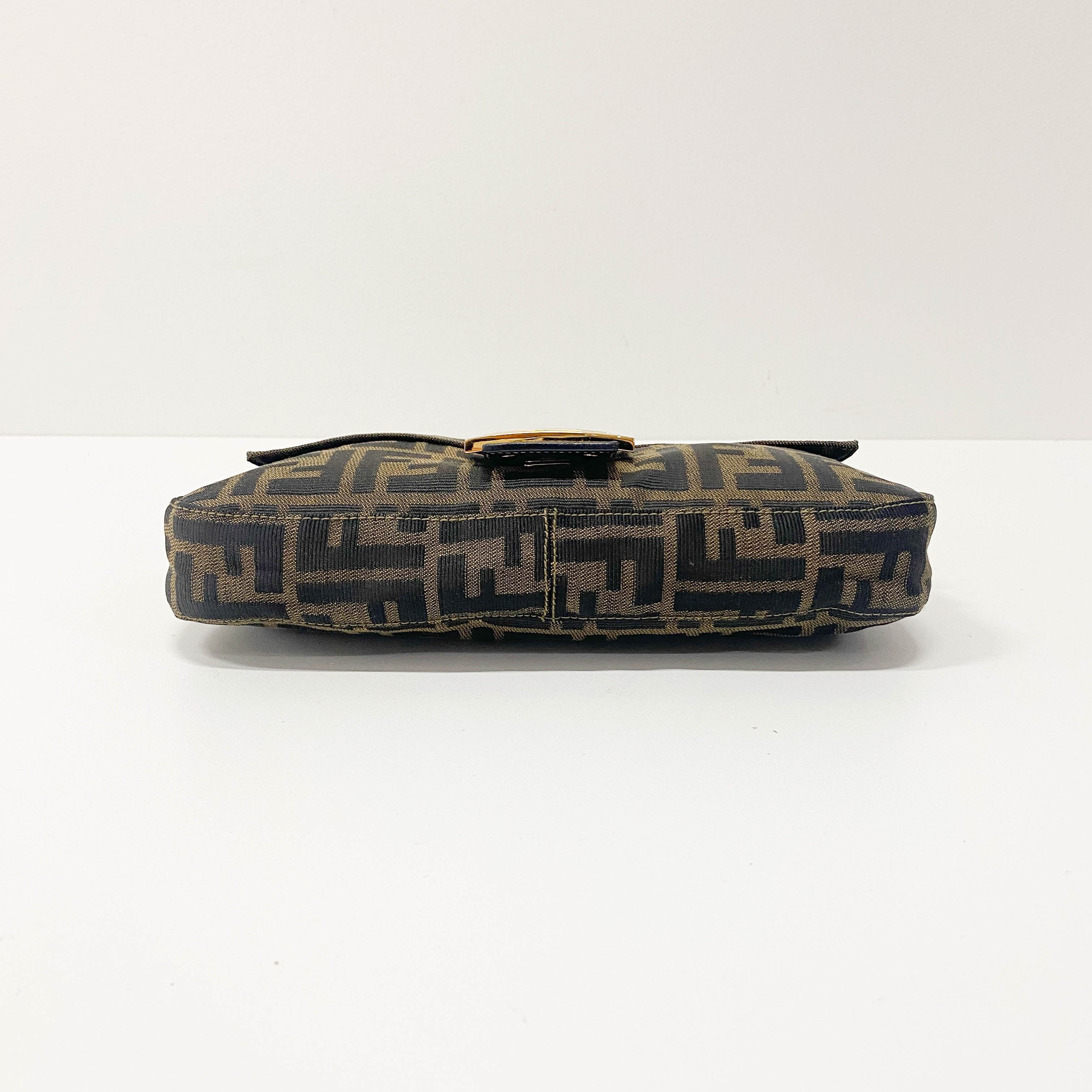 Zucca Baguette Brown Coated Canvas Shoulder Bag