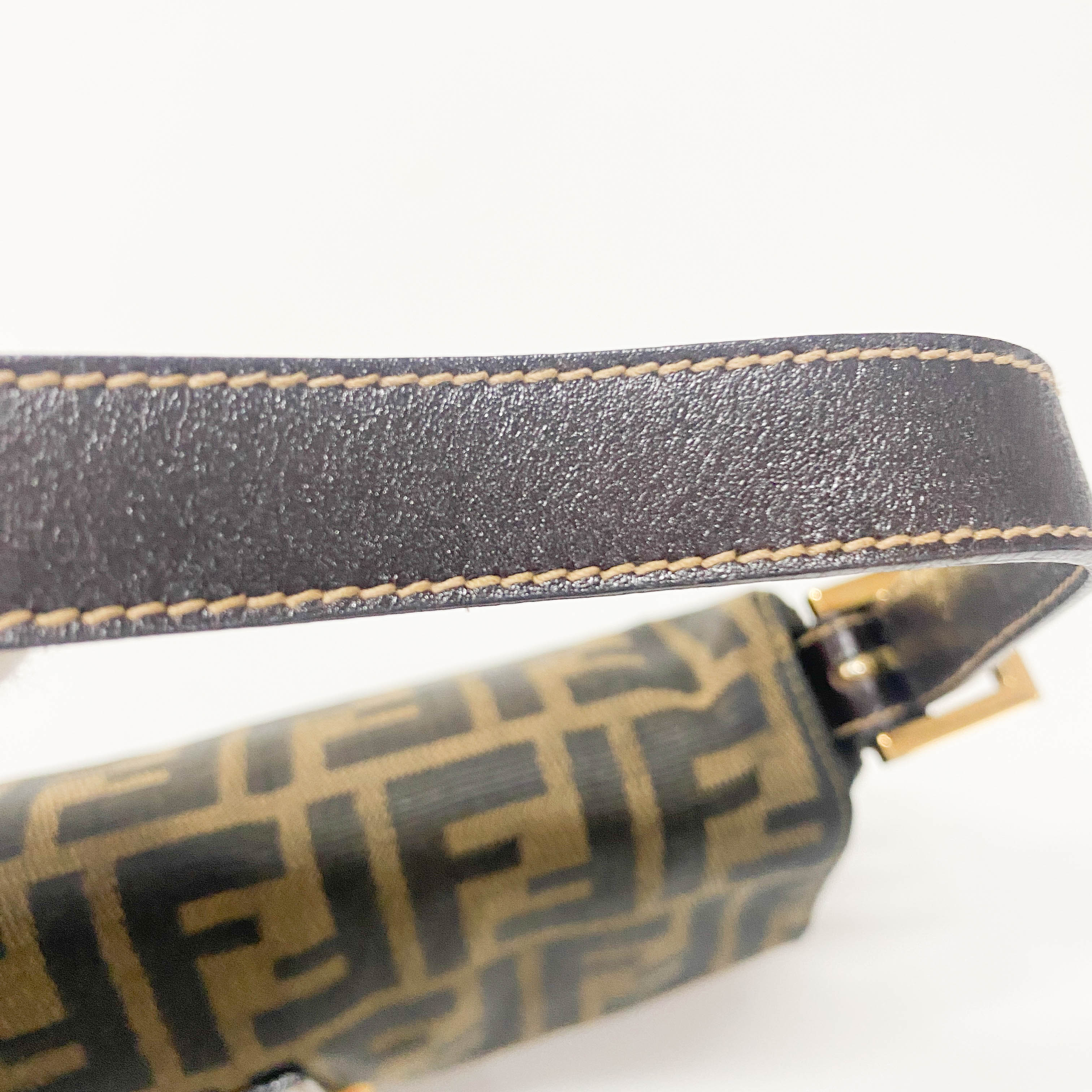 Zucca Baguette Brown Coated Canvas Shoulder Bag