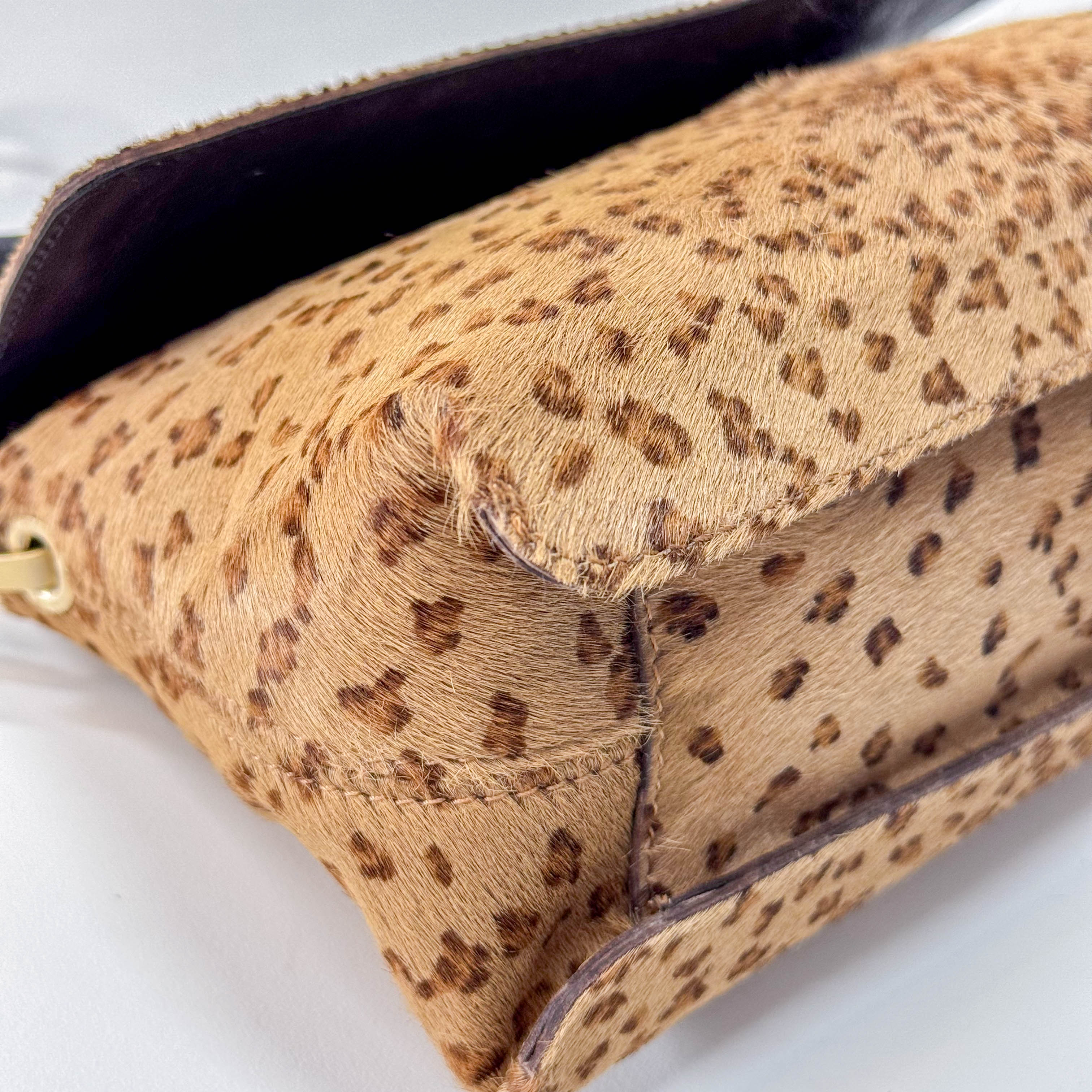 Brown Animal Print Pony Hair Shoulder Bag