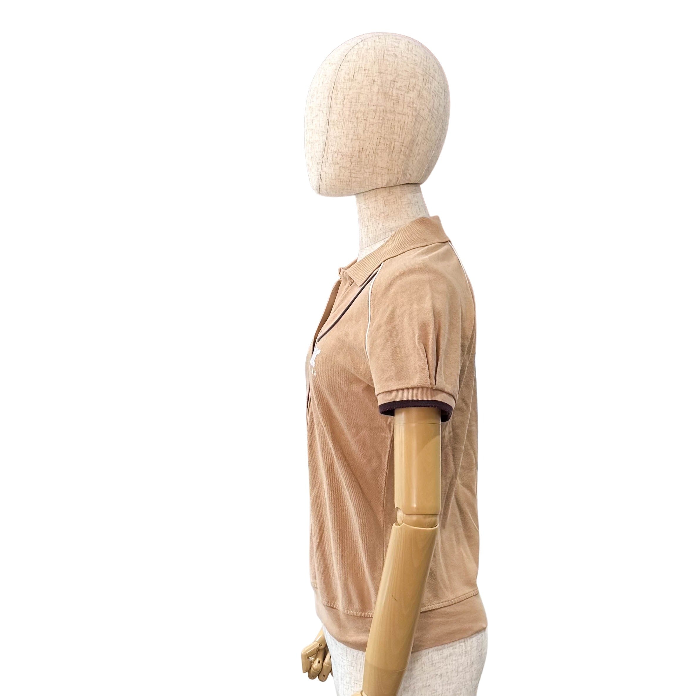 Vintage Brown Cotton Polo Shirt SIZE S