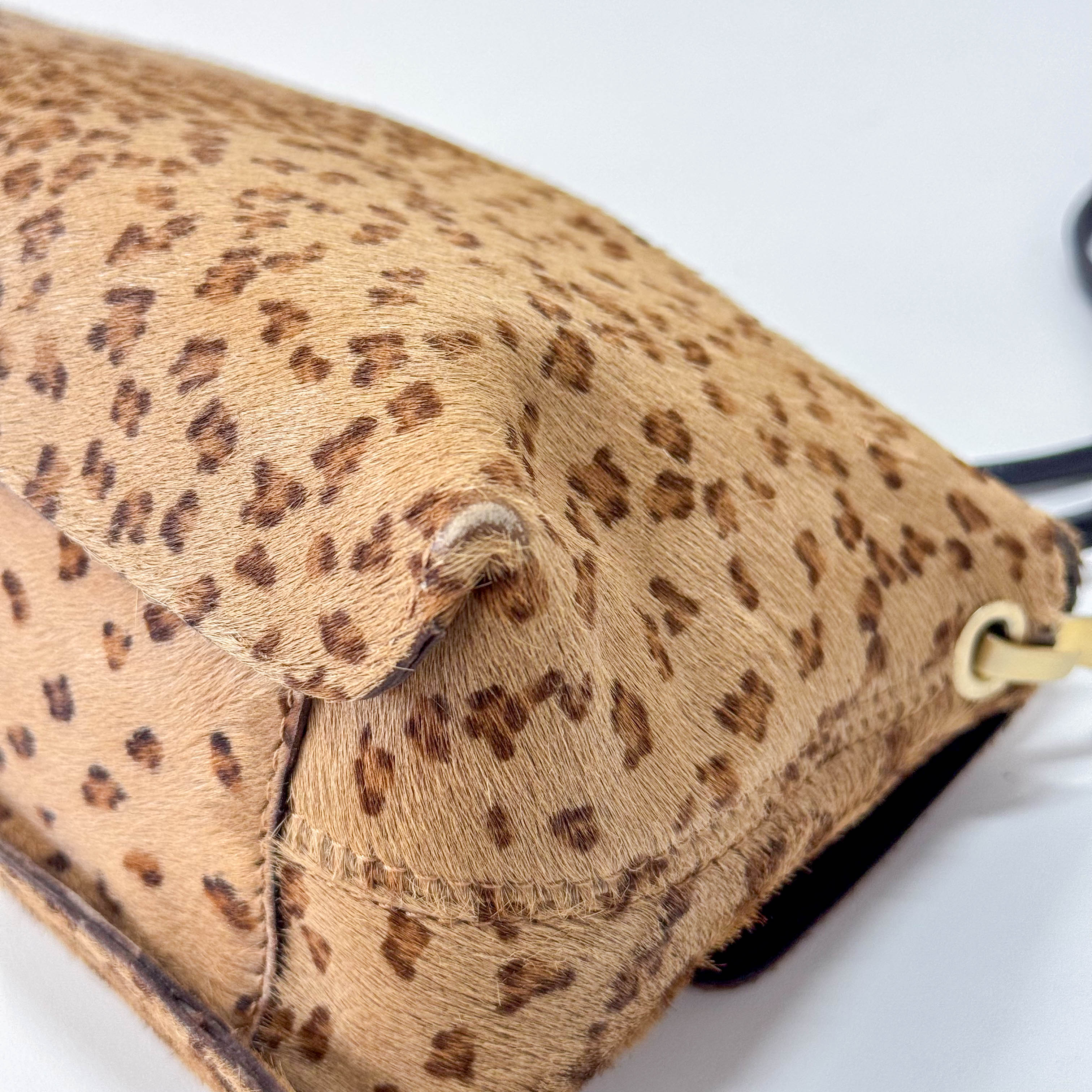 Brown Animal Print Pony Hair Shoulder Bag