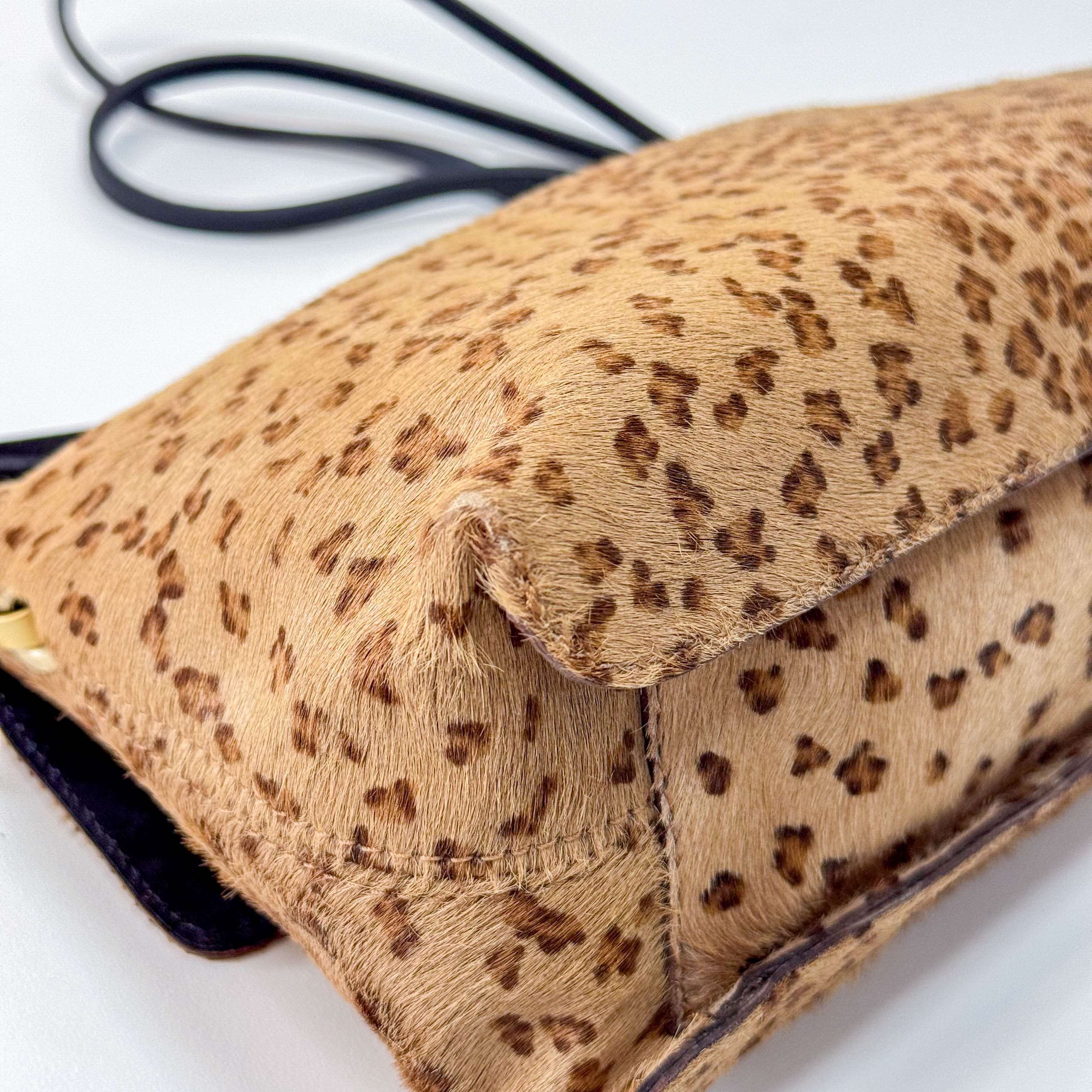 Brown Animal Print Pony Hair Shoulder Bag