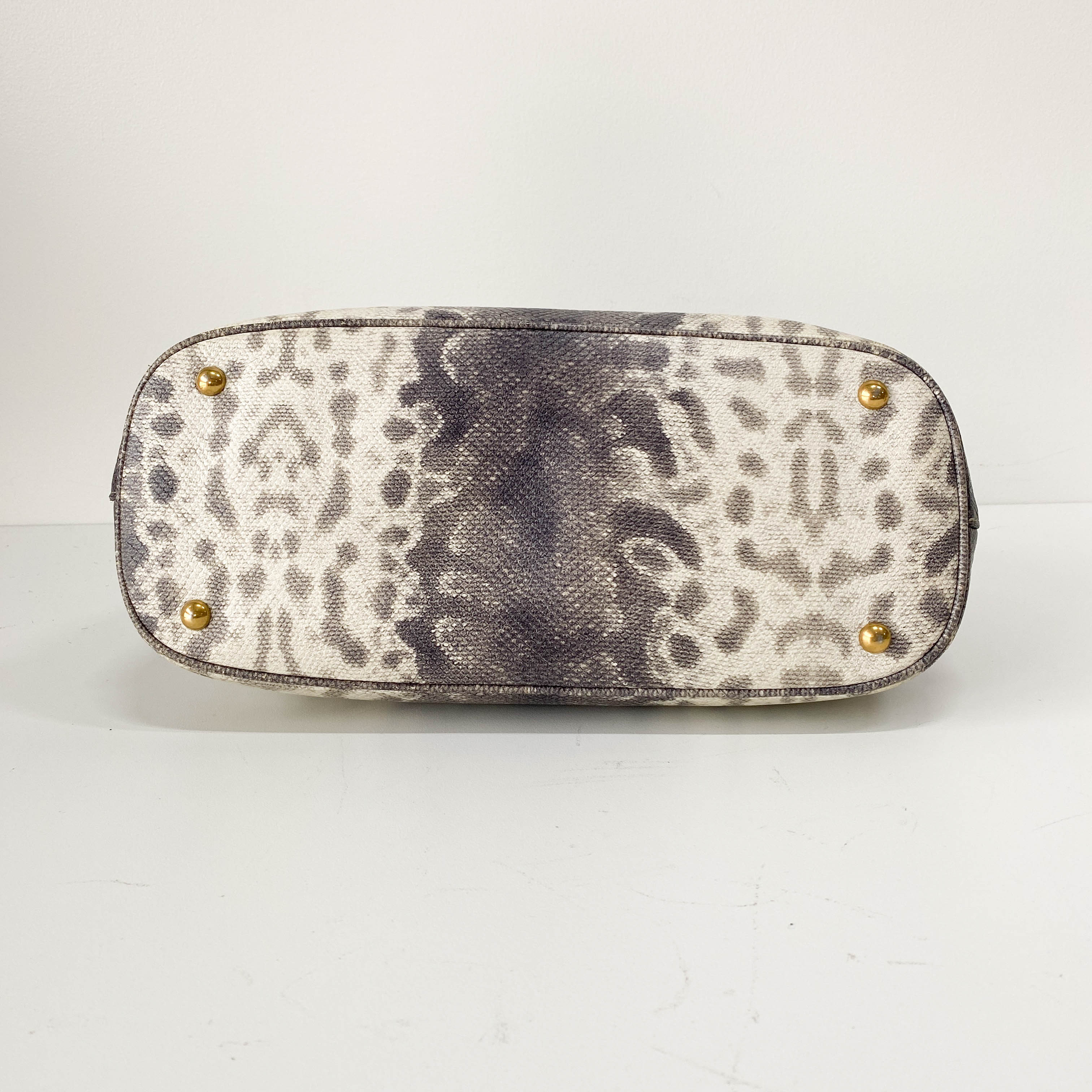 Horsebit Off-White Python Embossed Leather Shoulder Bag