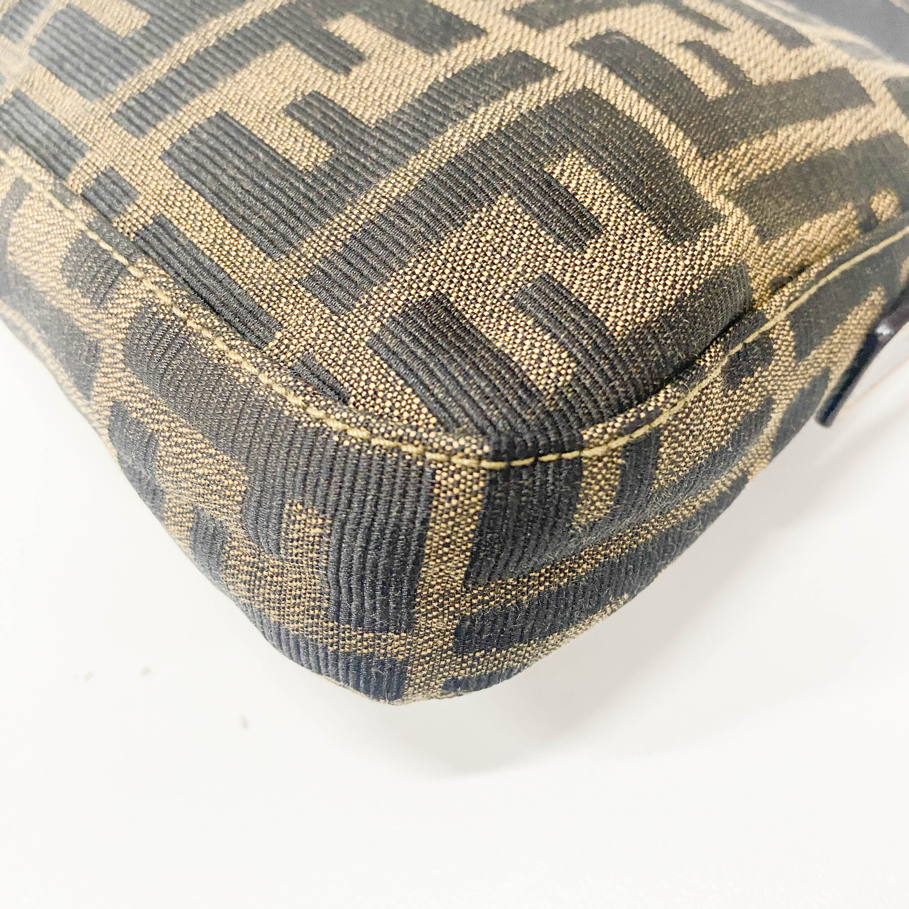 Zucca Baguette Brown Coated Canvas Shoulder Bag