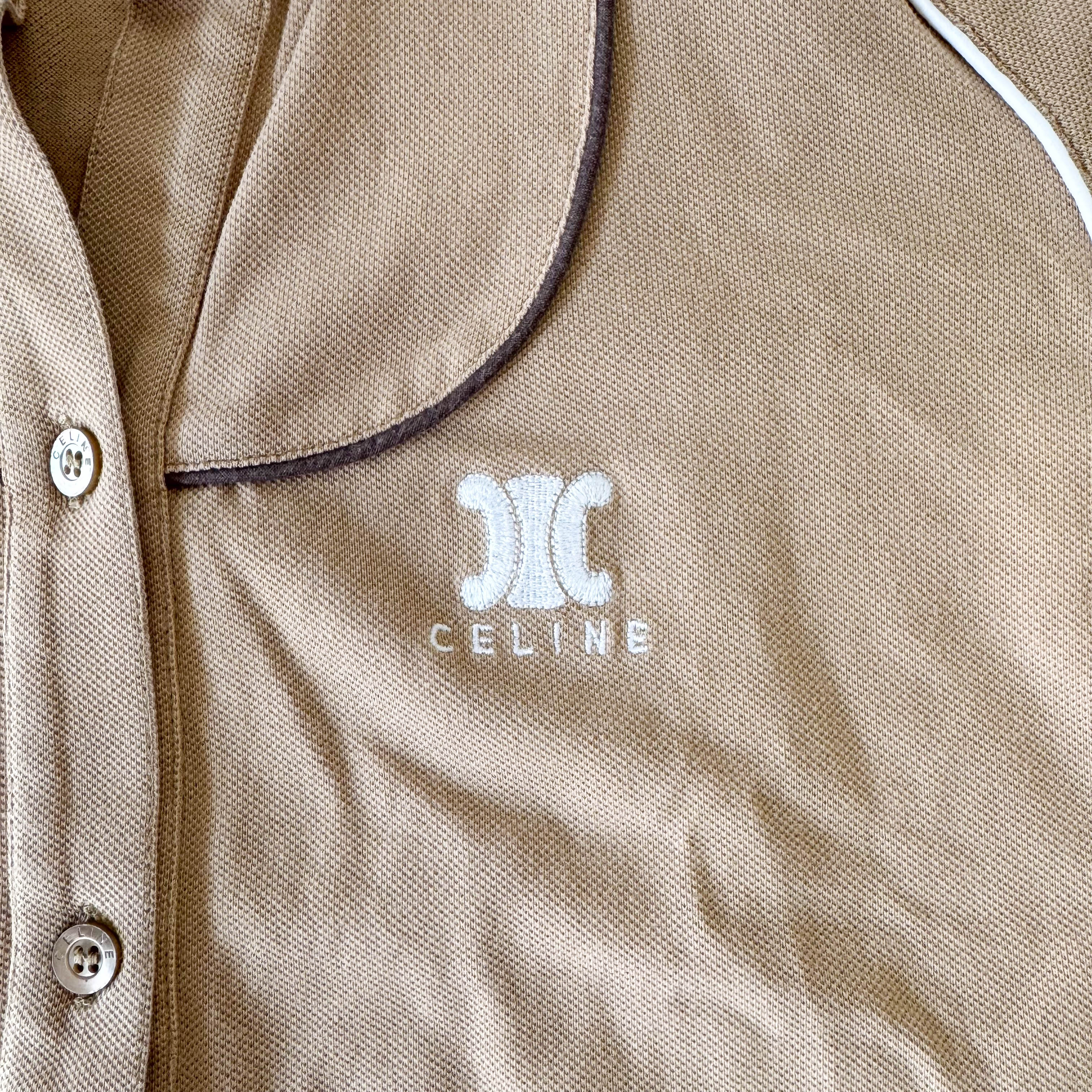 Vintage Brown Cotton Polo Shirt SIZE S