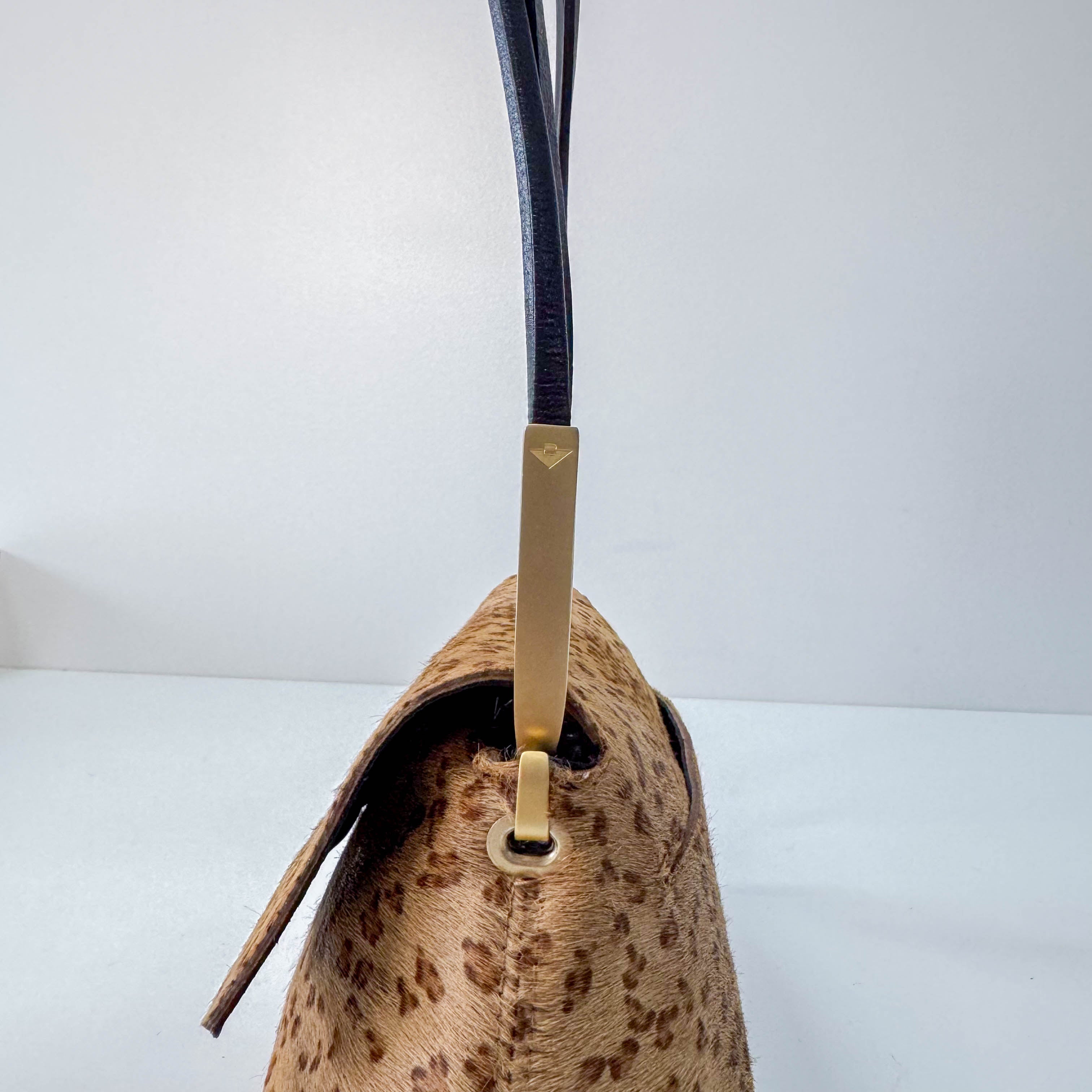 Brown Animal Print Pony Hair Shoulder Bag