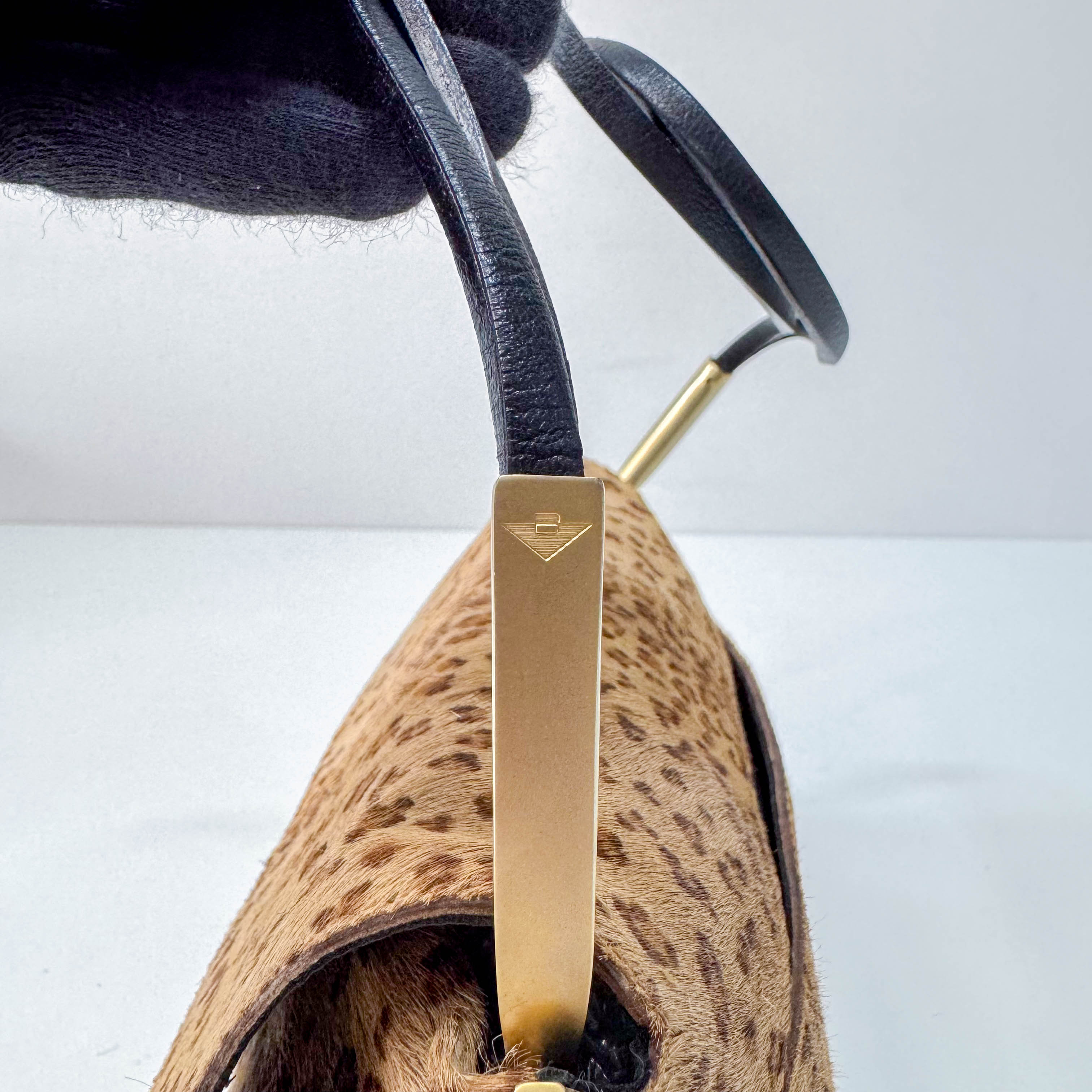 Brown Animal Print Pony Hair Shoulder Bag