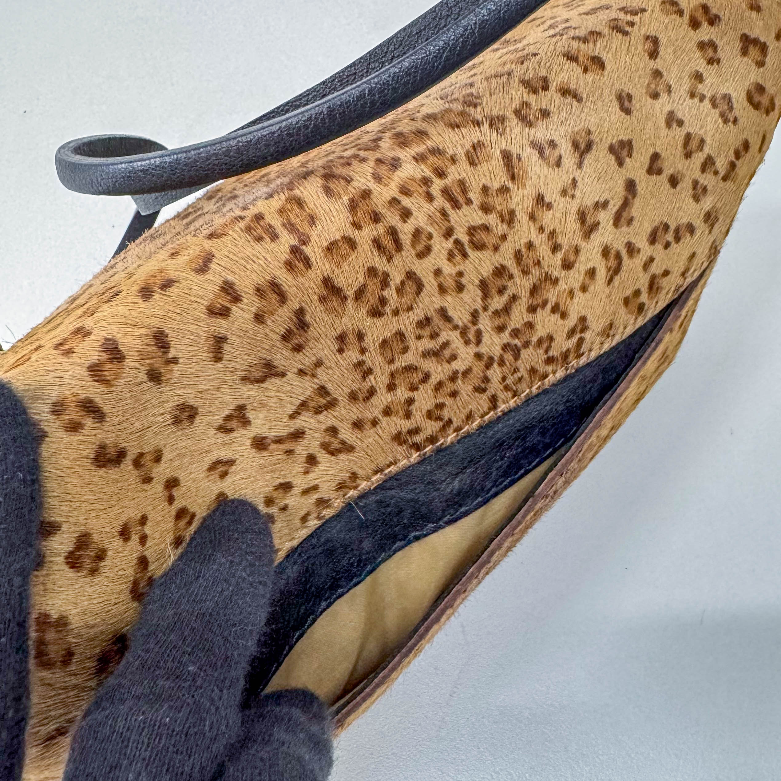 Brown Animal Print Pony Hair Shoulder Bag