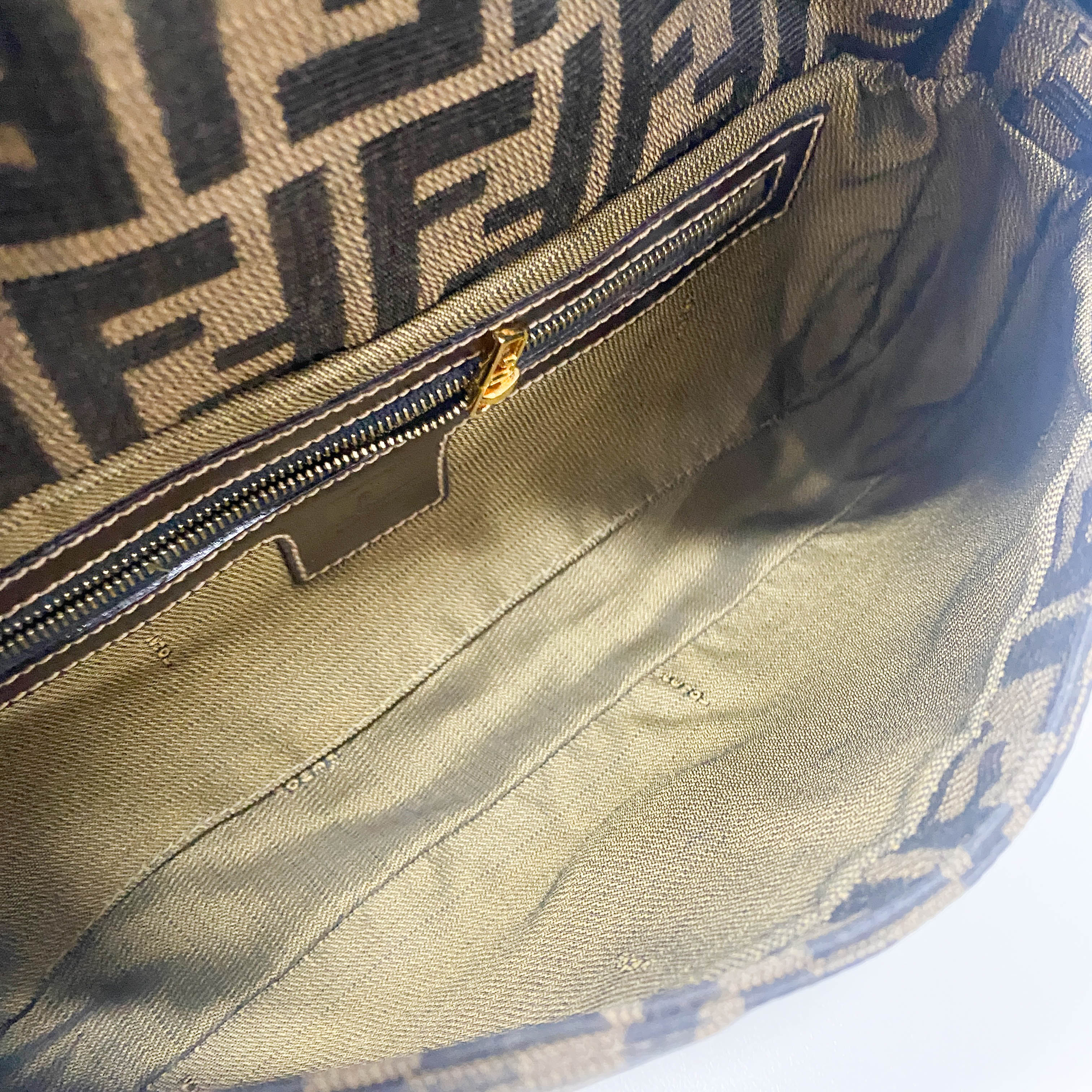 Zucca Baguette Brown Coated Canvas Shoulder Bag