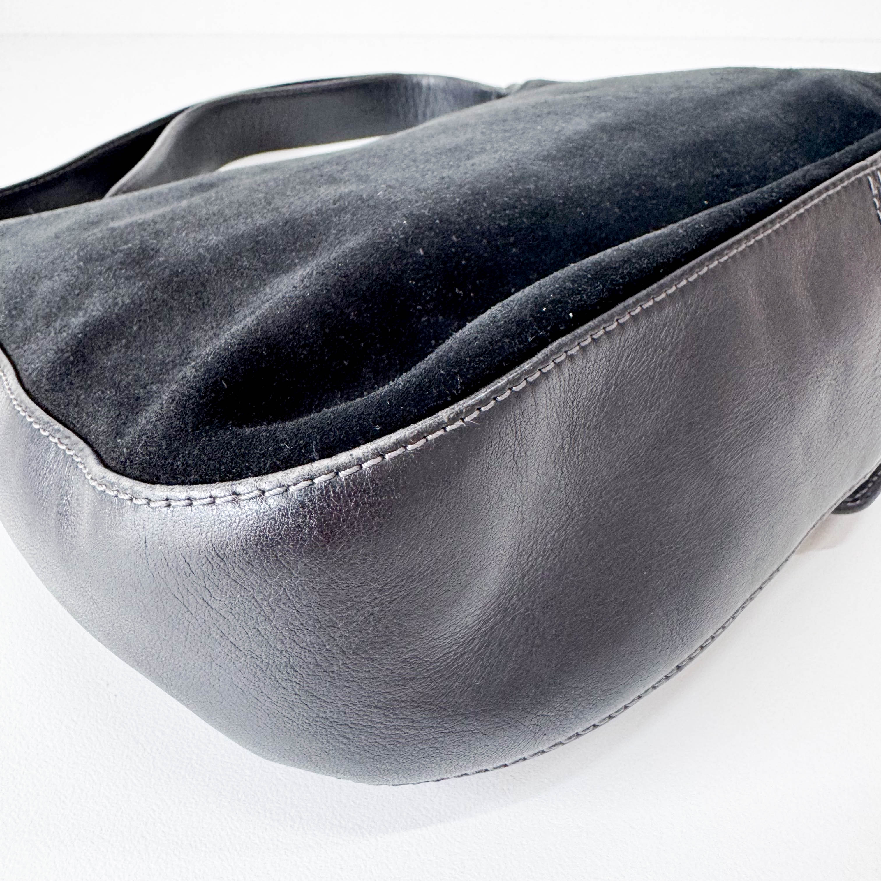 Vintage Black Suede Shoulder Bag