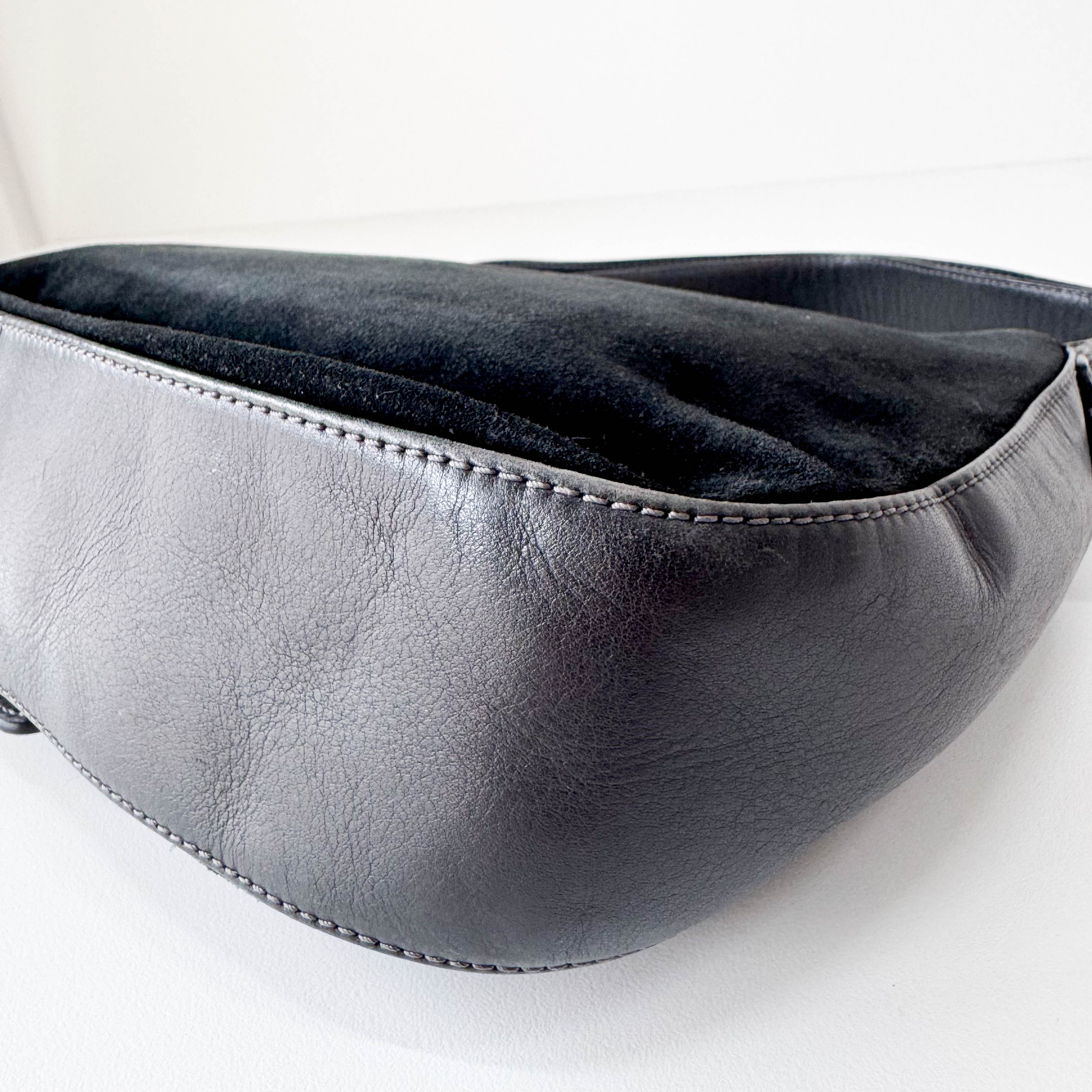 Vintage Black Suede Shoulder Bag