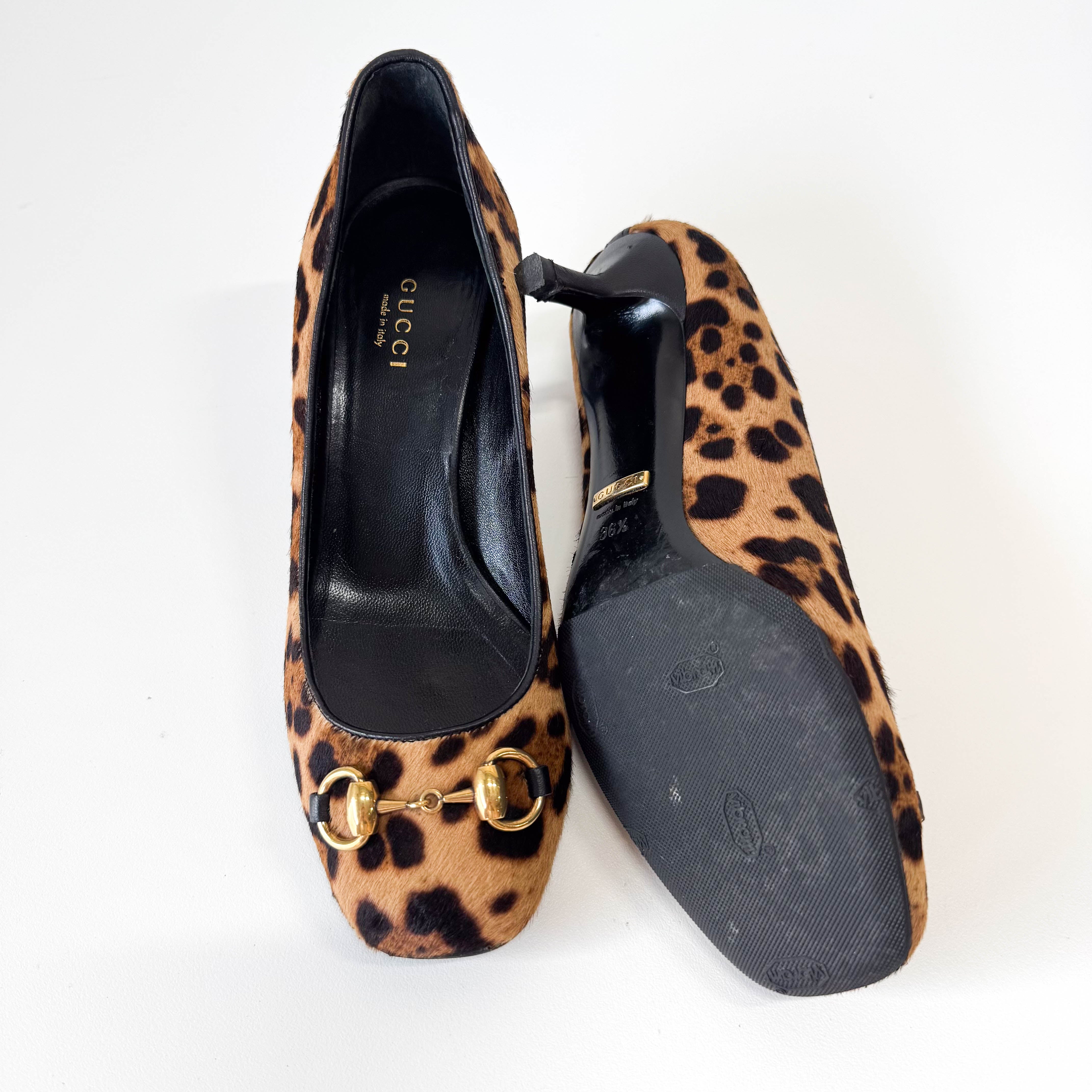 Horsebit Leopard Pony Hair Heels Size36.5