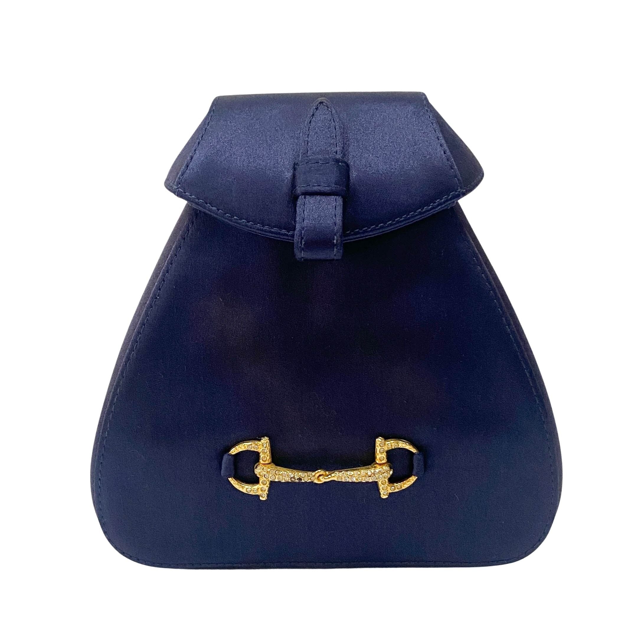 Mini Navy Satin Backpack