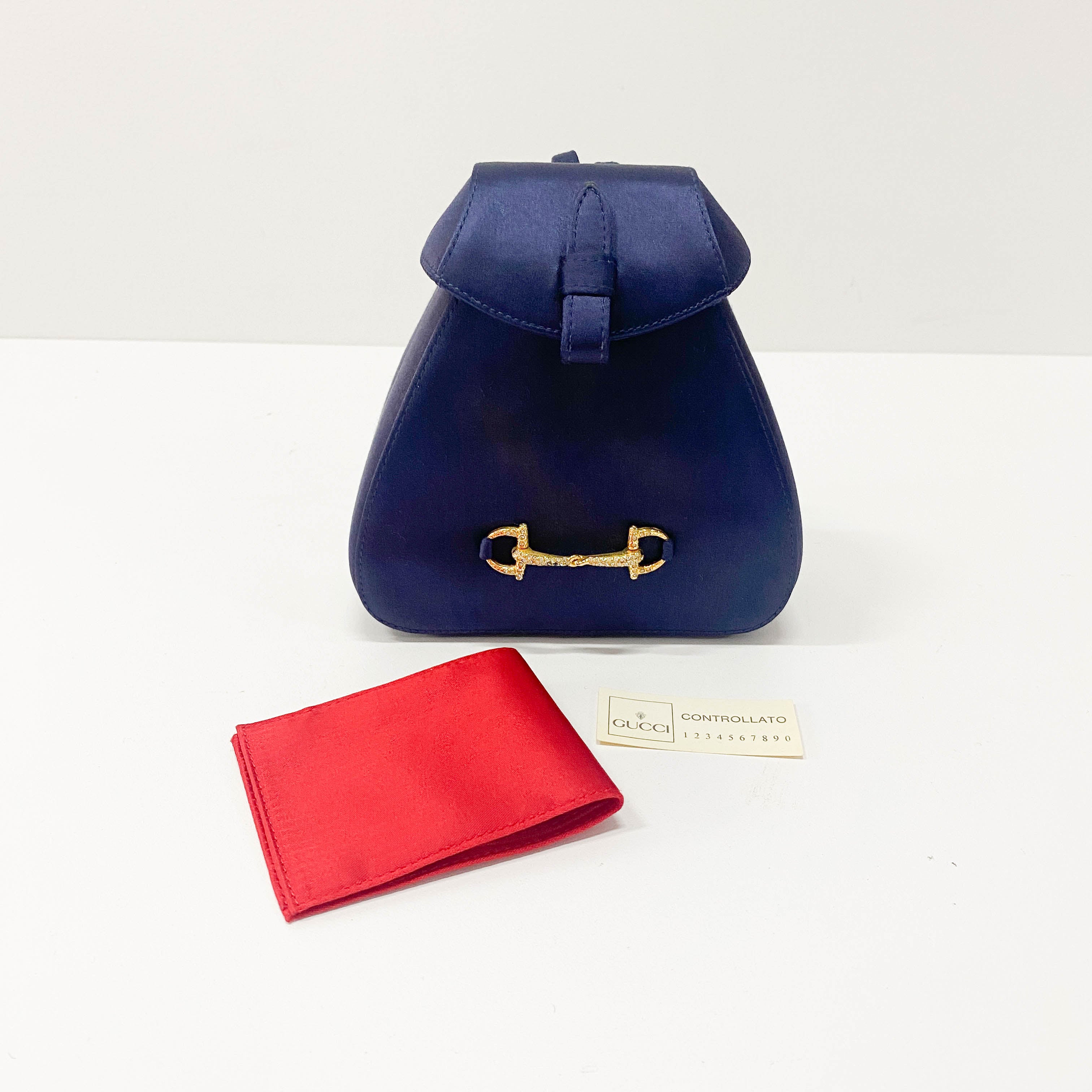 Mini Navy Satin Backpack