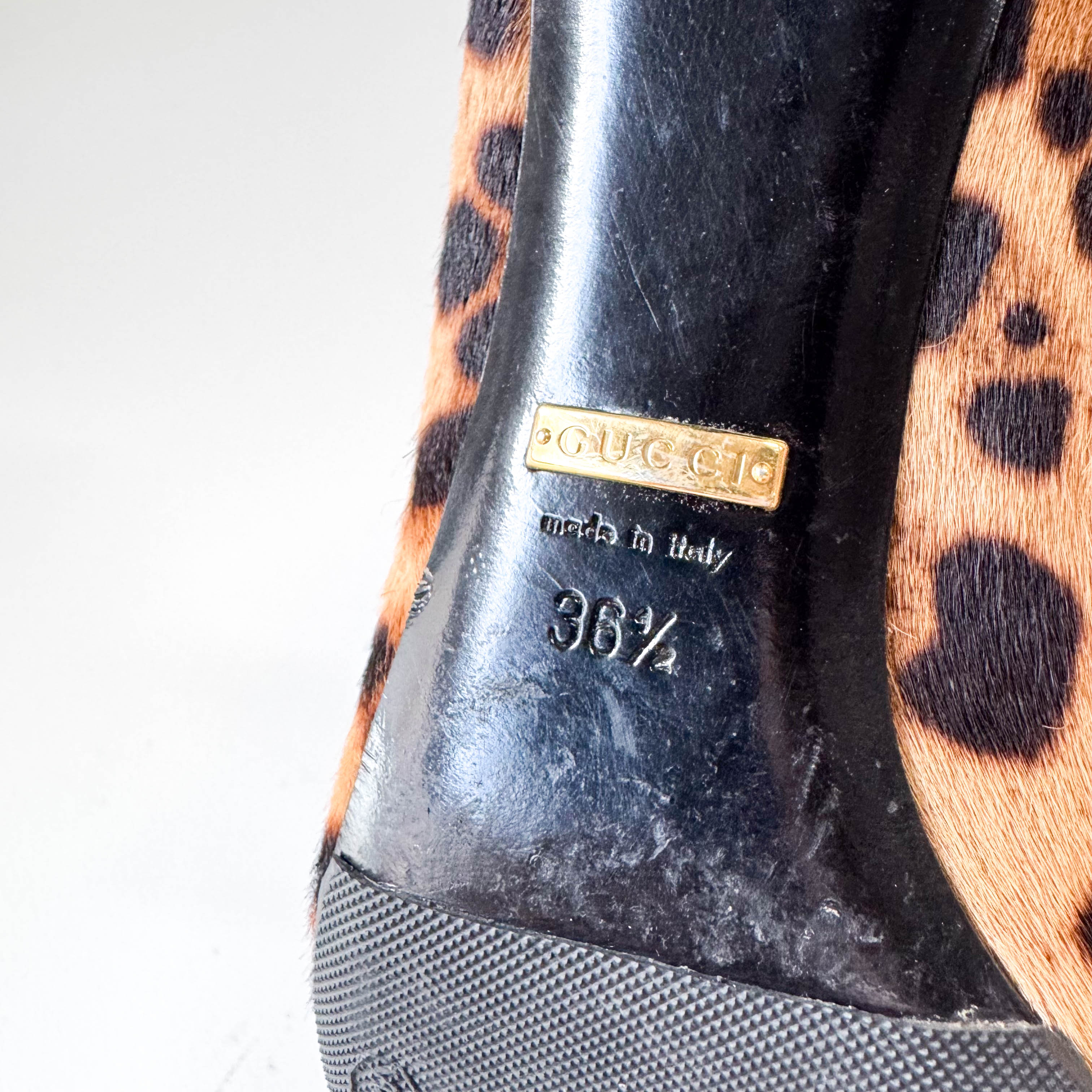 Horsebit Leopard Pony Hair Heels Size36.5