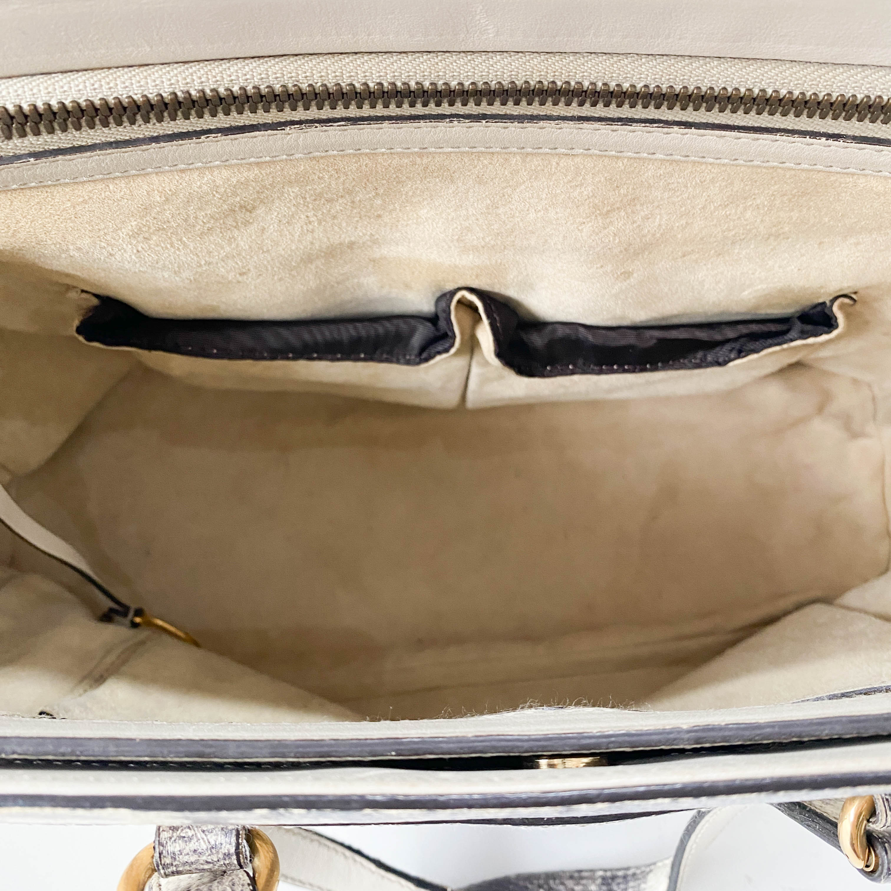 Horsebit Off-White Python Embossed Leather Shoulder Bag