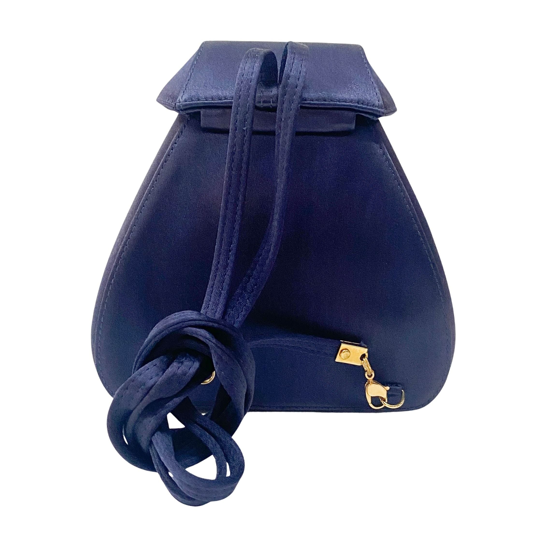 Mini Navy Satin Backpack