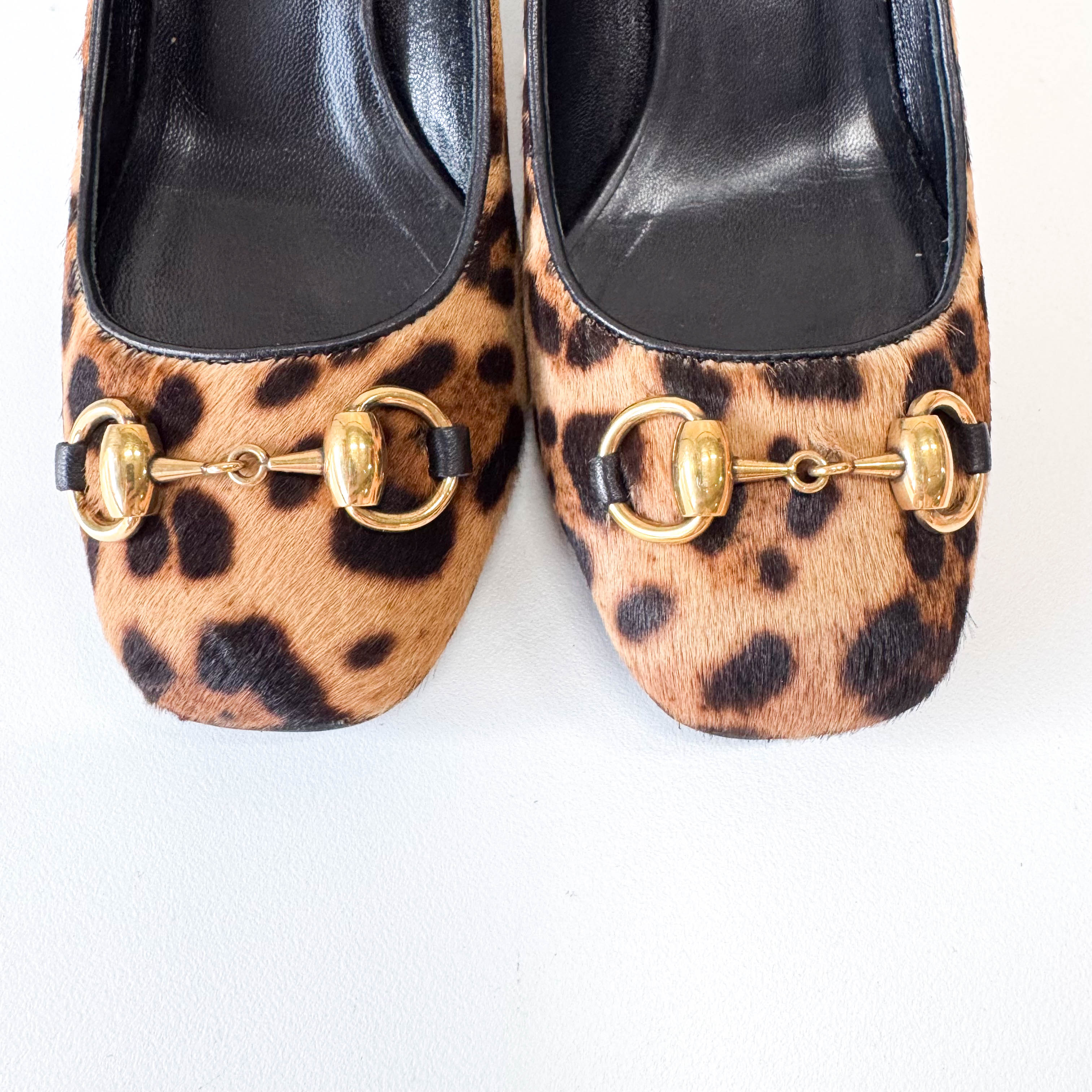 Horsebit Leopard Pony Hair Heels Size36.5