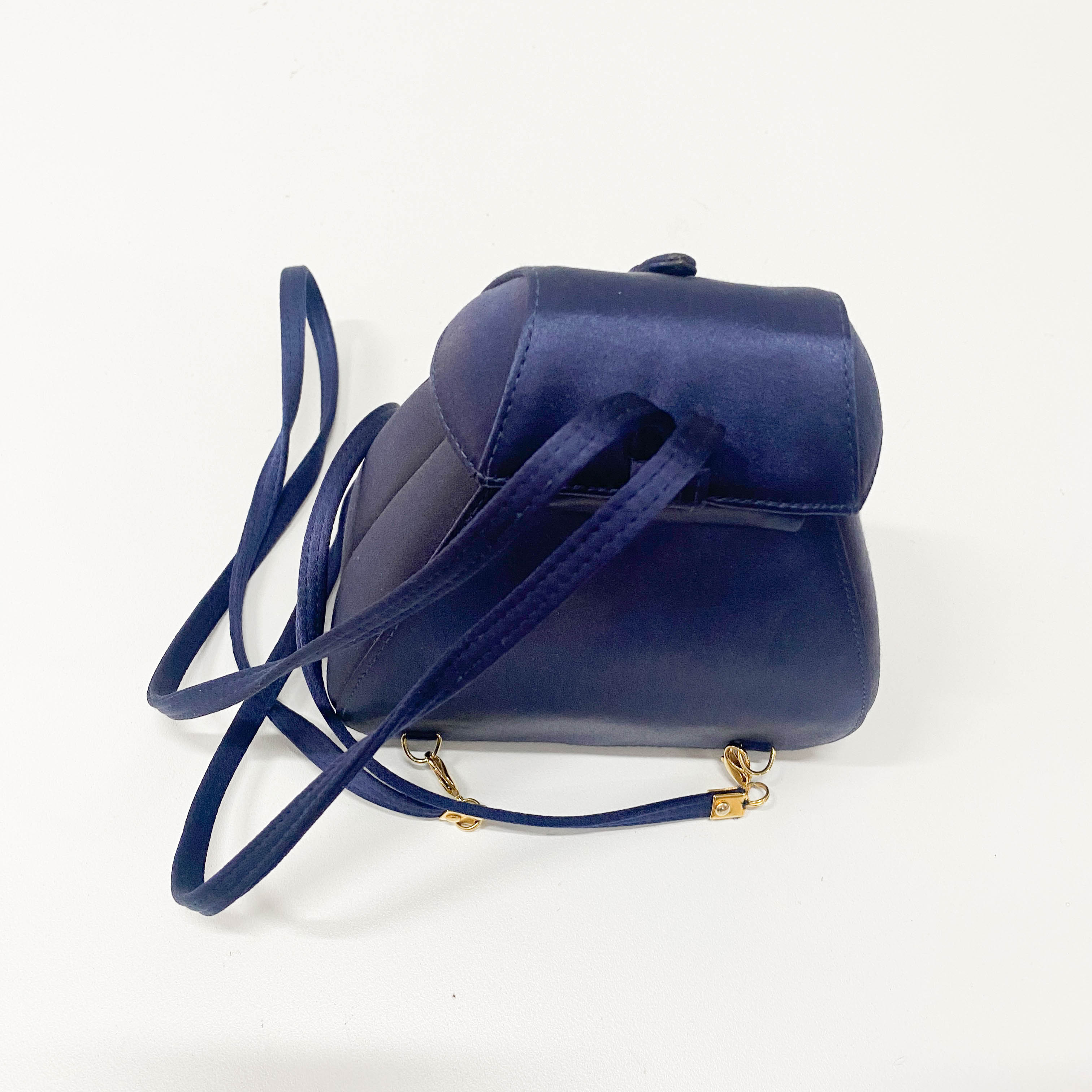 Mini Navy Satin Backpack