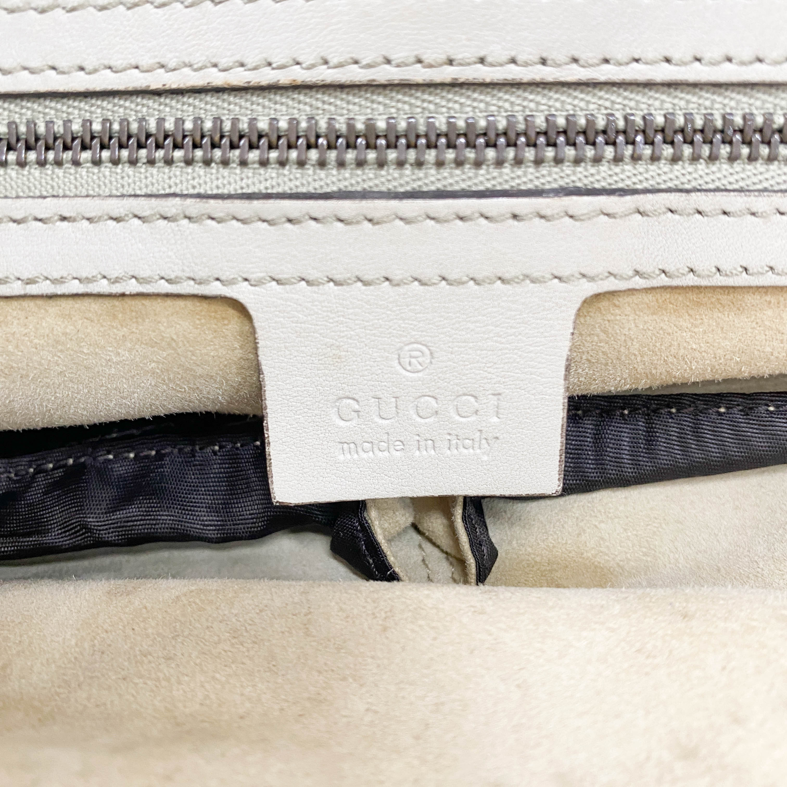 Horsebit Off-White Python Embossed Leather Shoulder Bag