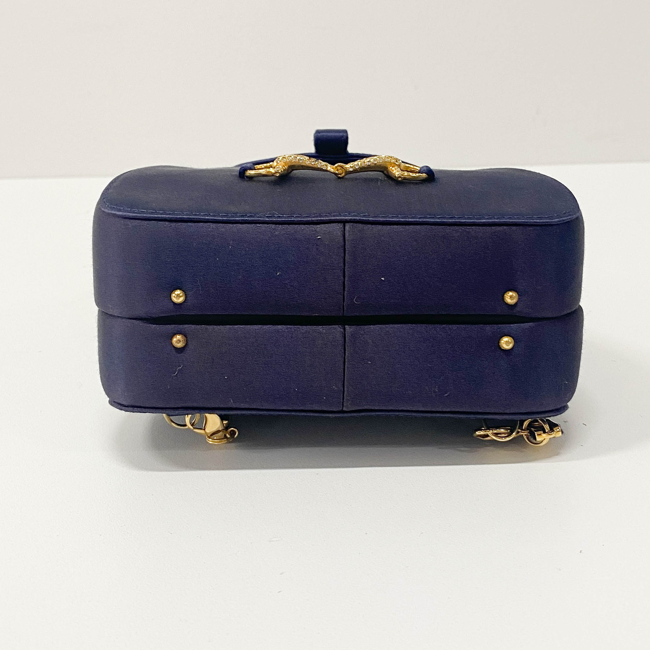 Mini Navy Satin Backpack