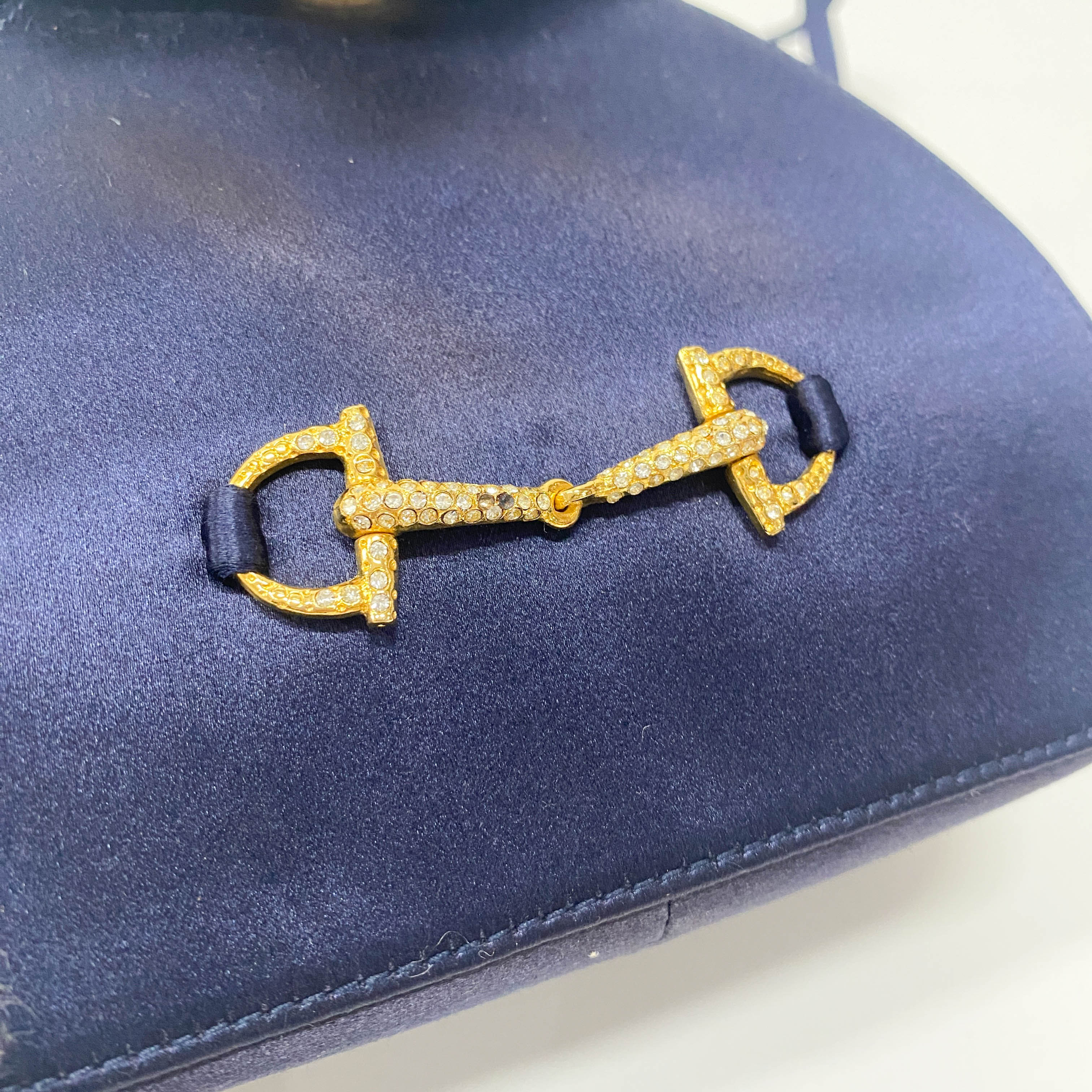 Mini Navy Satin Backpack