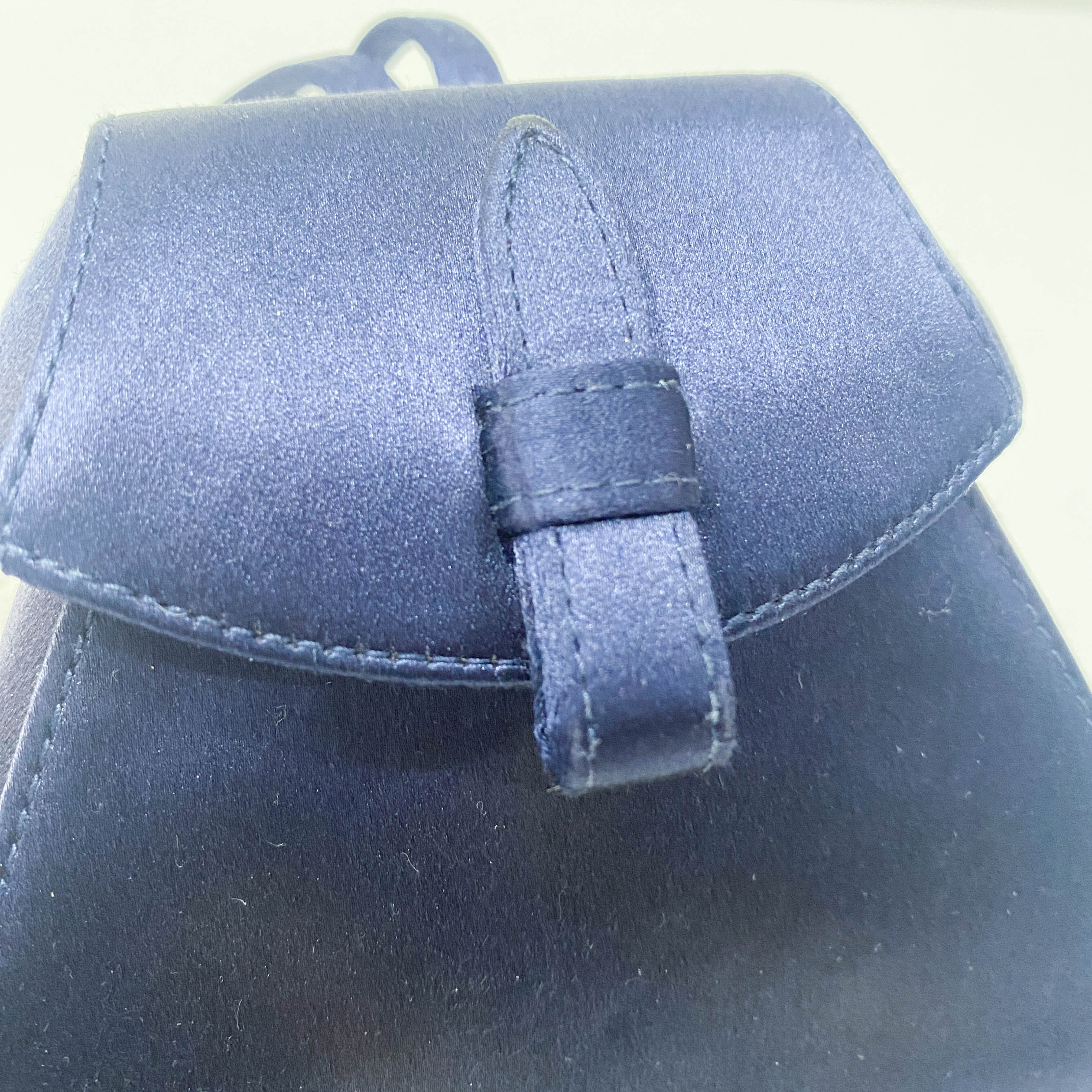 Mini Navy Satin Backpack