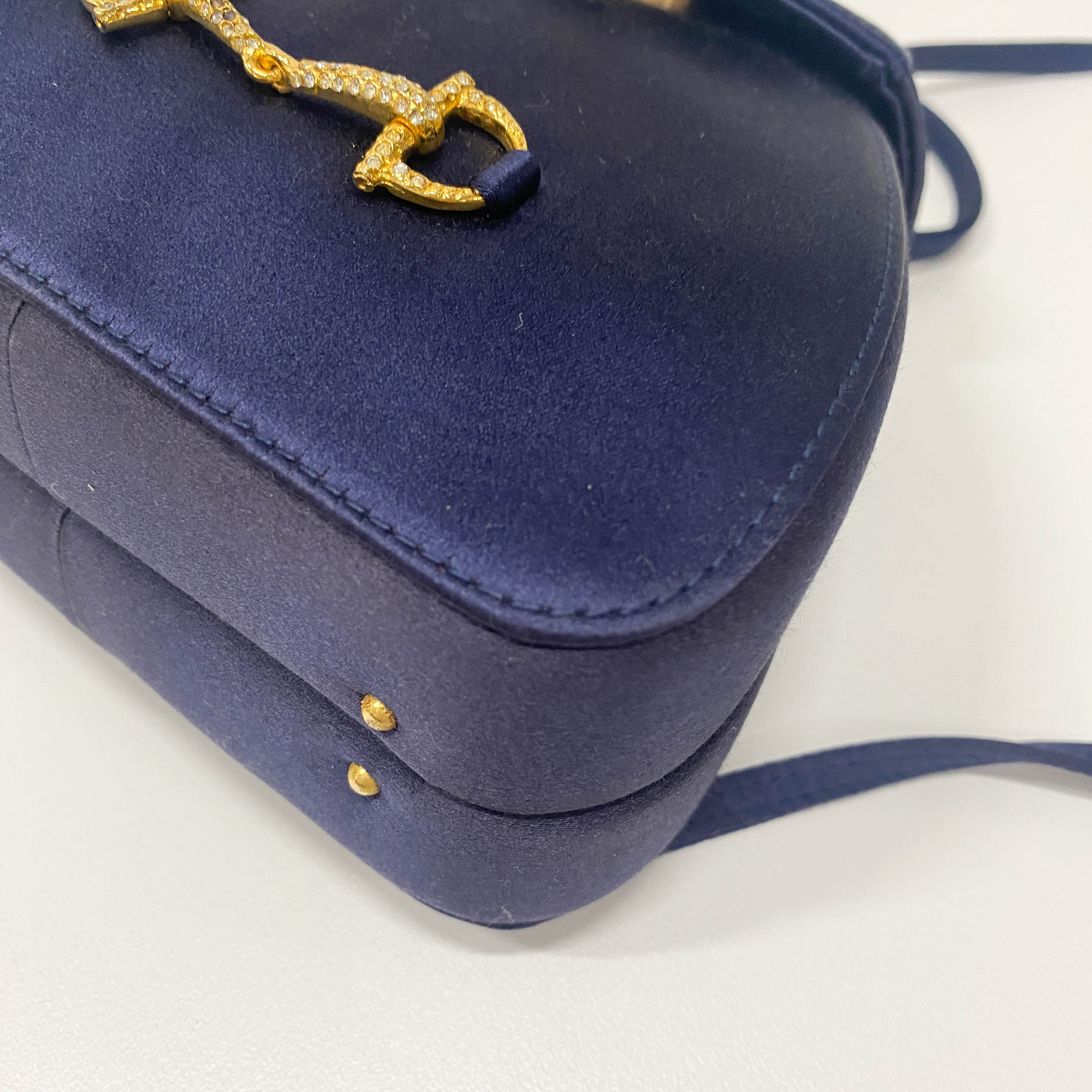 Mini Navy Satin Backpack