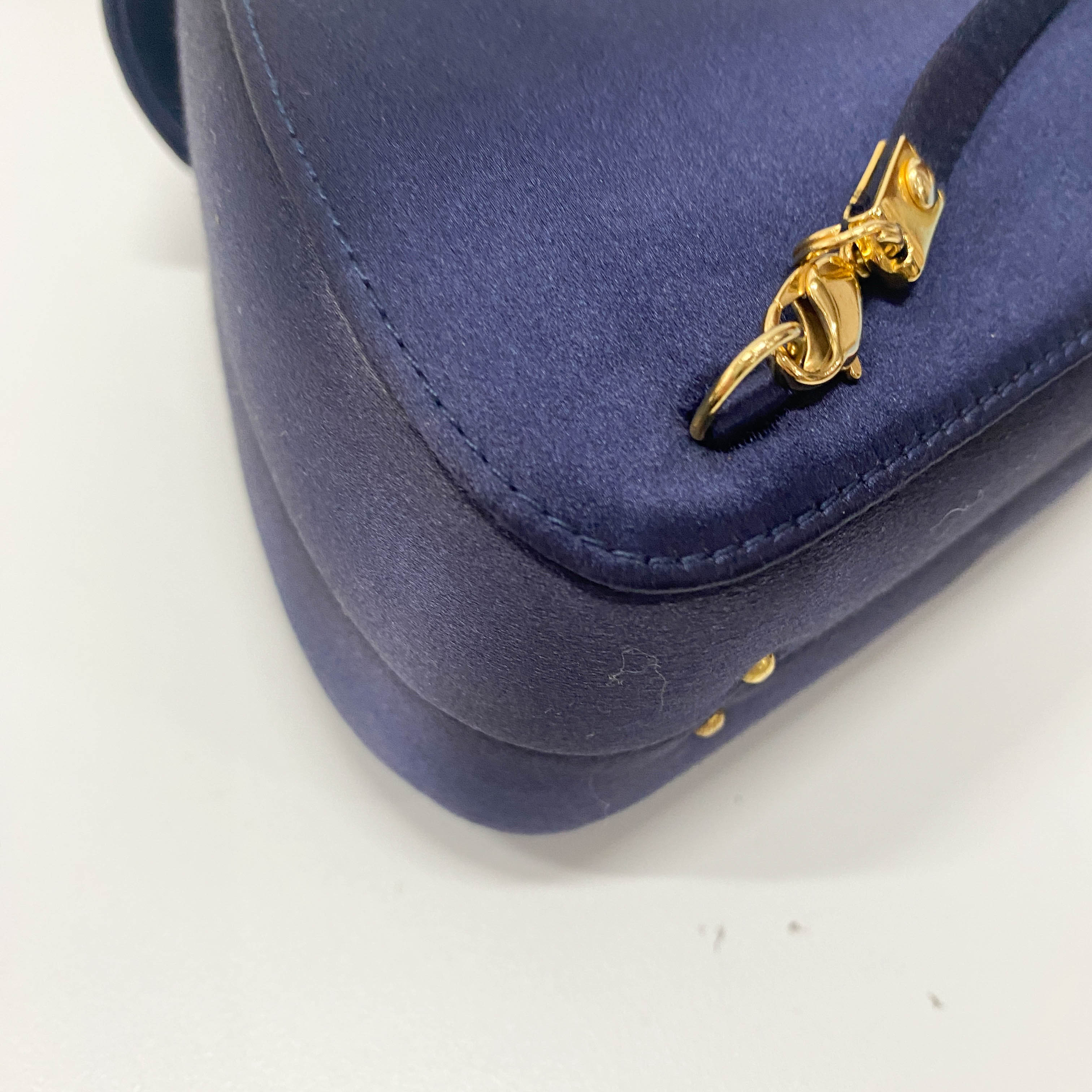 Mini Navy Satin Backpack