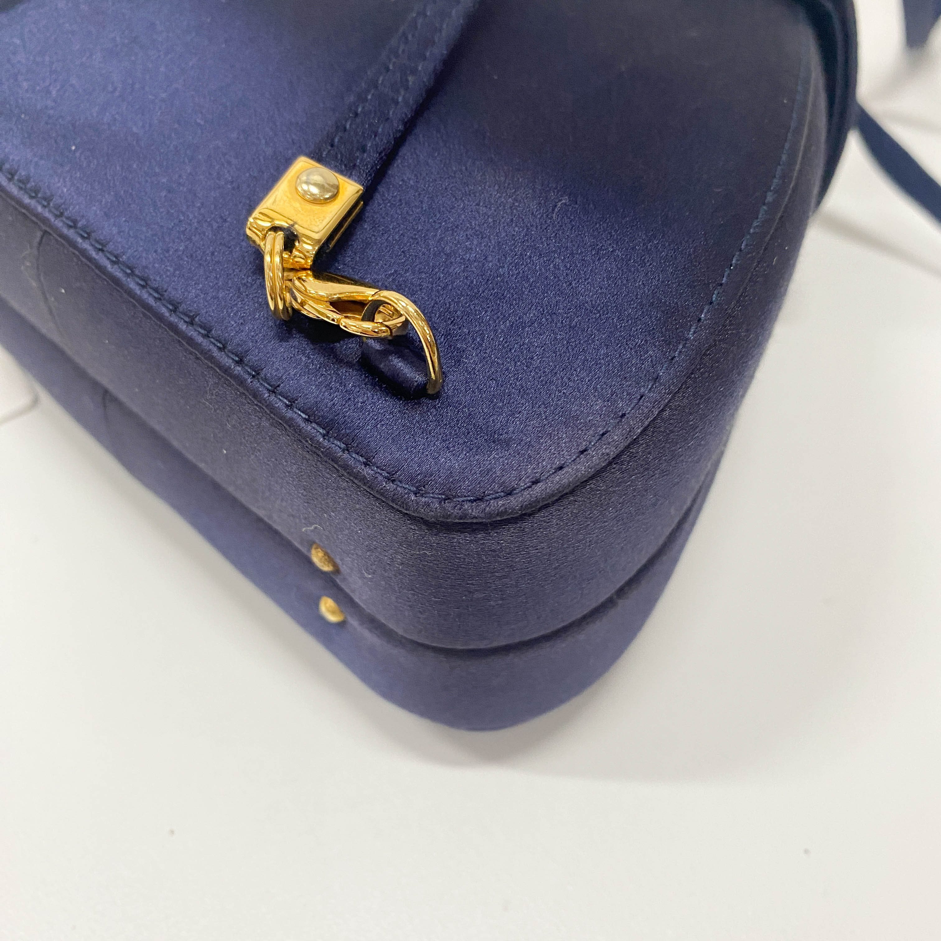 Mini Navy Satin Backpack