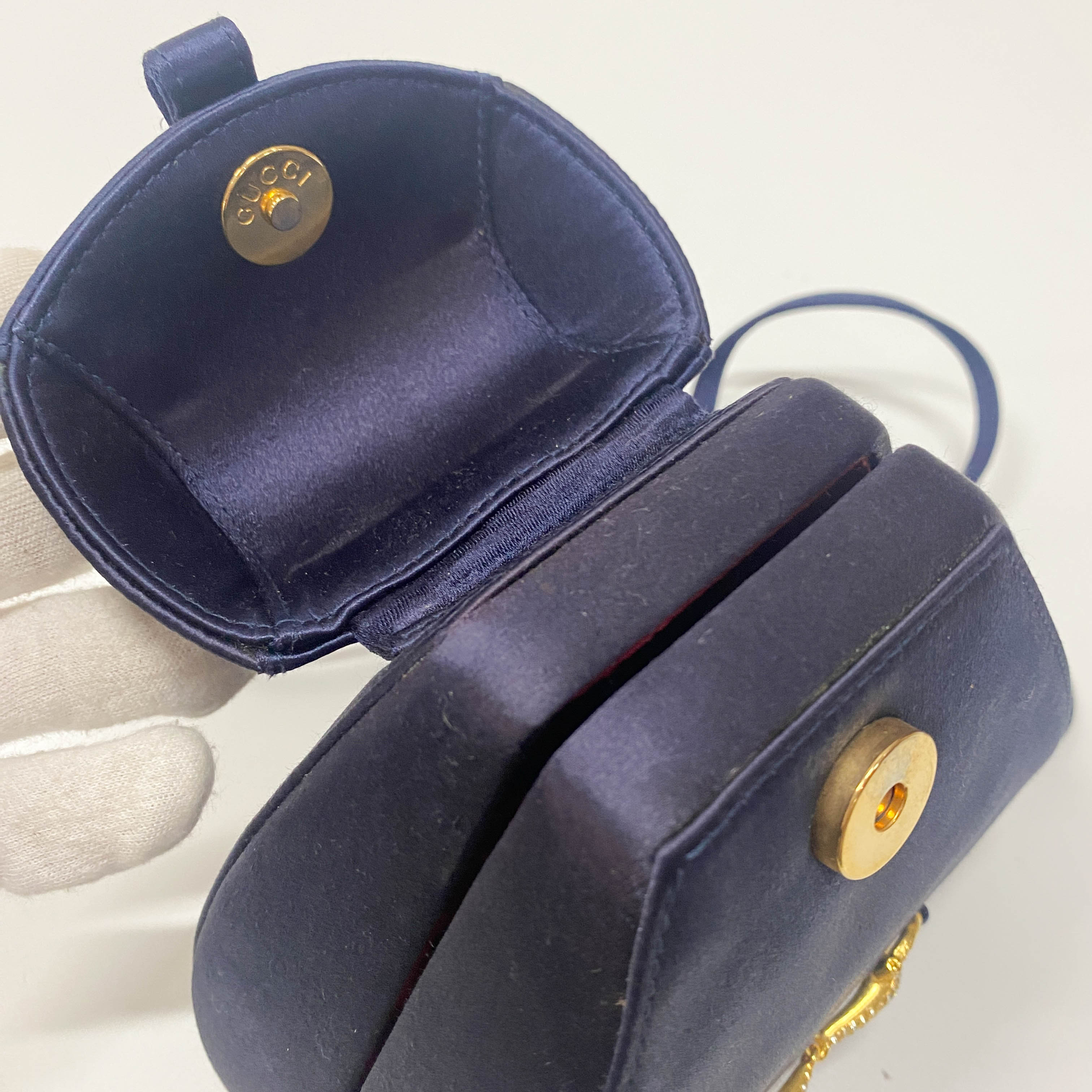 Mini Navy Satin Backpack